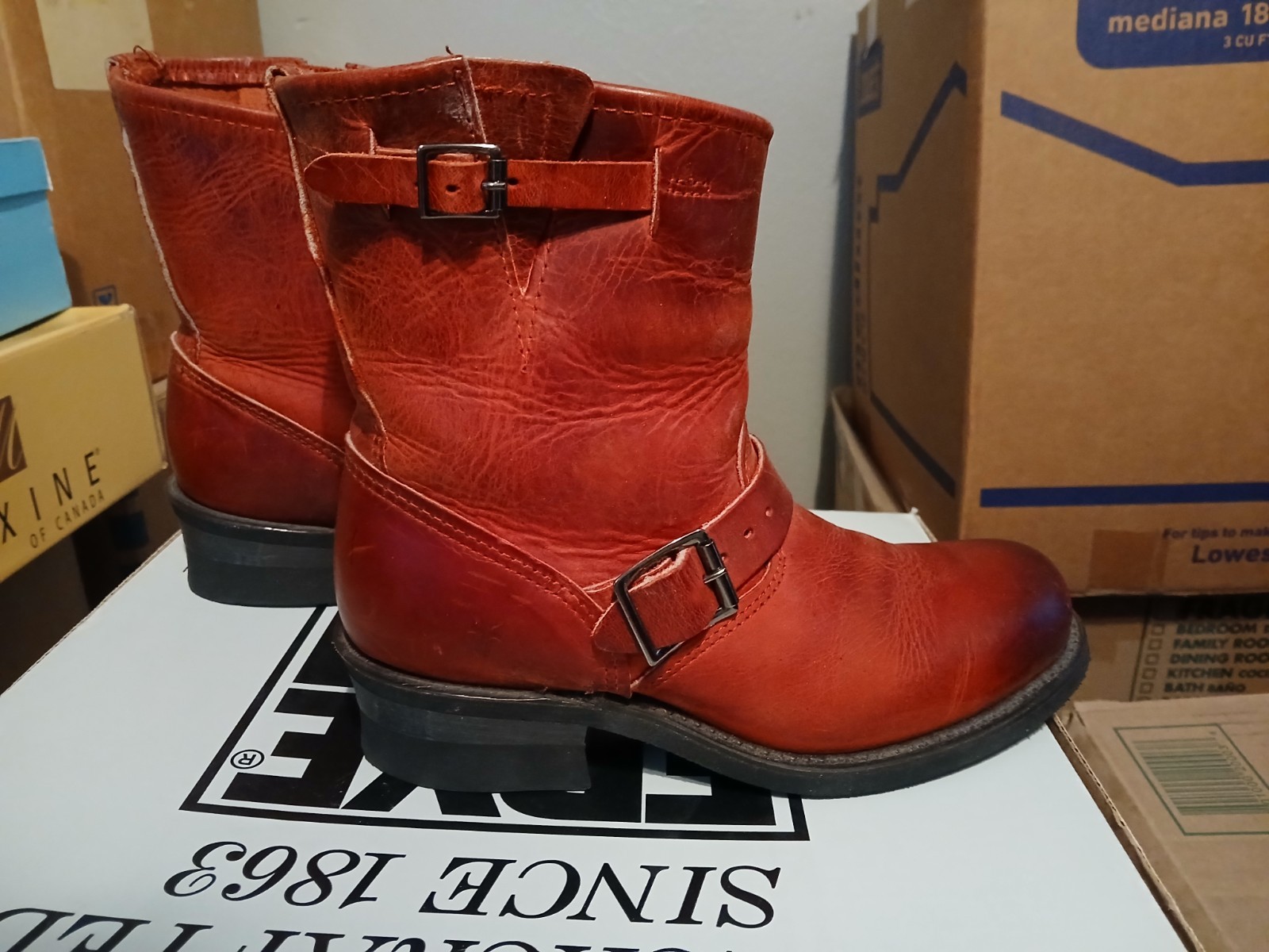 Frye Engineer Boots - Burnt Red. Leather. Worn 1x. In Box. Women 7.5 Frye Engineer Boots - Burnt Red. Leather. Worn 1x. In Box. Women 7.5