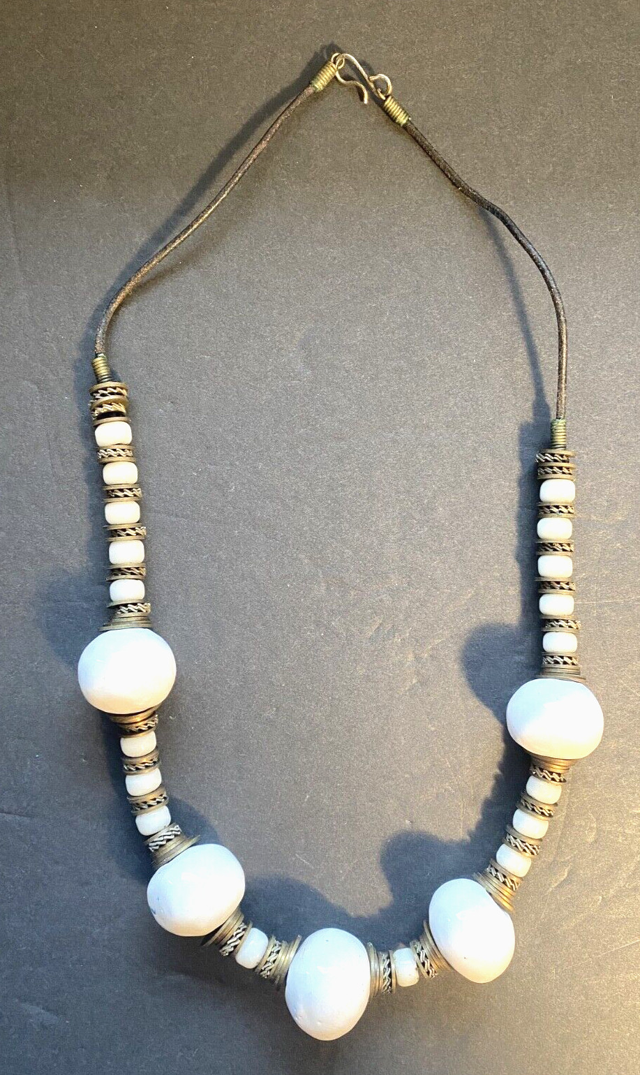 VTG Artisan Handmade Art Pottery Ceramic and Metal Boho Necklace Made in Italy