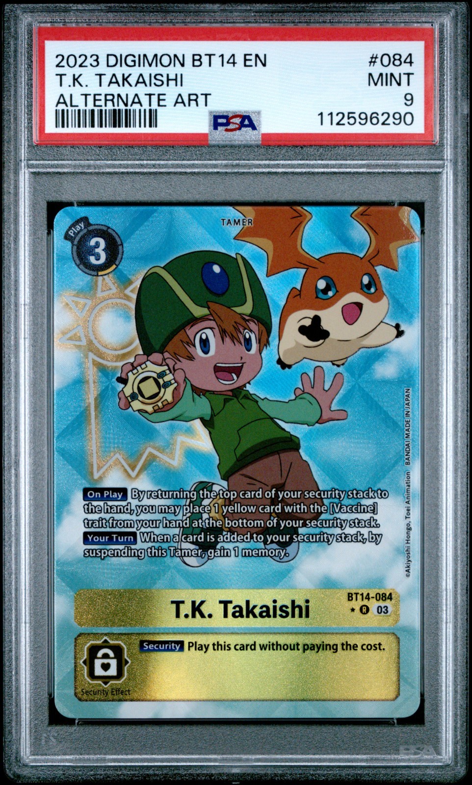 Bandai Digimon CCG T.K. Takaishi BT14-084 R Alternate Art Foil PSA 9 EN Bandai Digimon CCG T.K. Takaishi BT14-084 R Alternate Art Foil PSA 9 EN