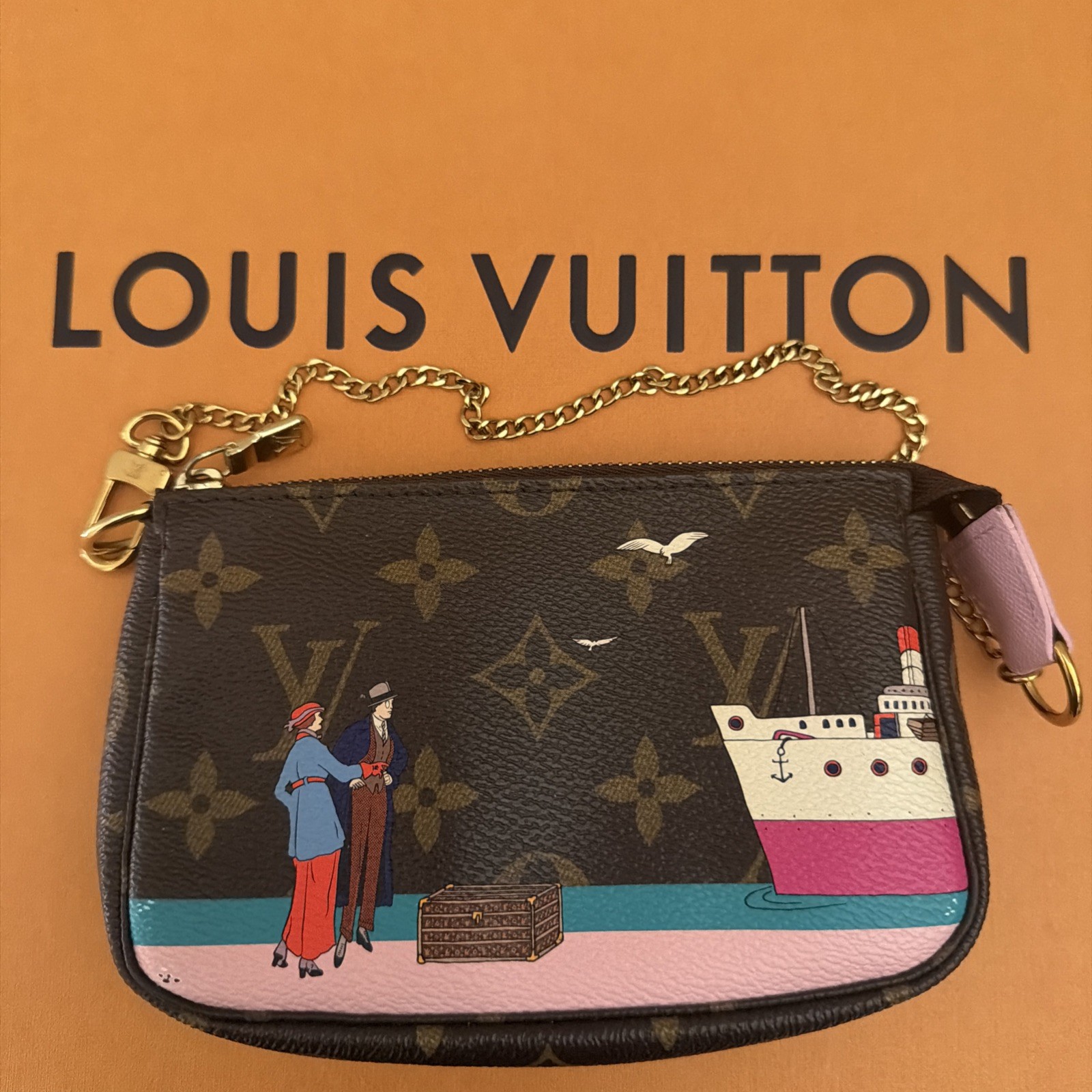 RARE Authentic Louis Vuitton Pochette Accessoires Shoulder Bag Mini CRUISE SHIP