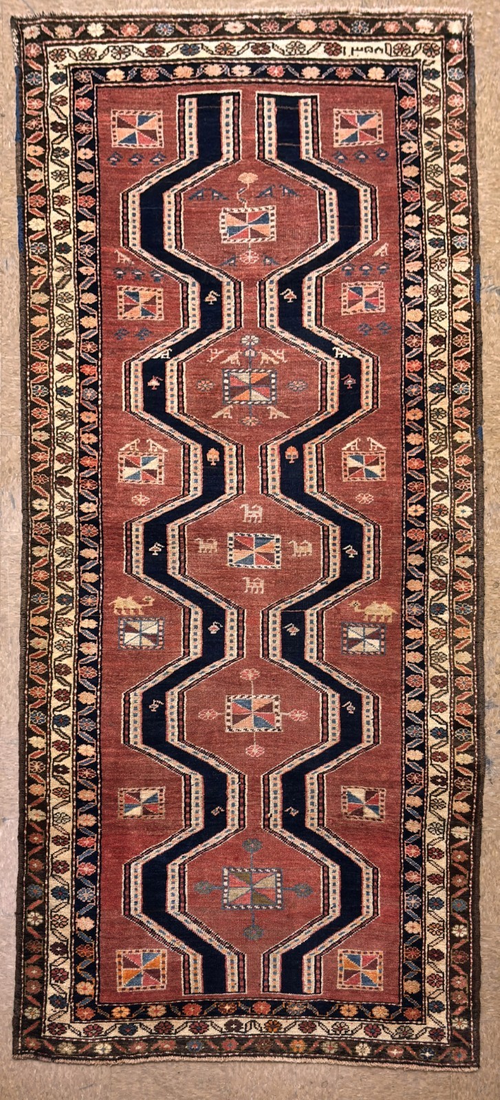 4x11 Vintage Ardebil Tribal Geometric Hand Knotted Wool Oriental Runner Rug Boho