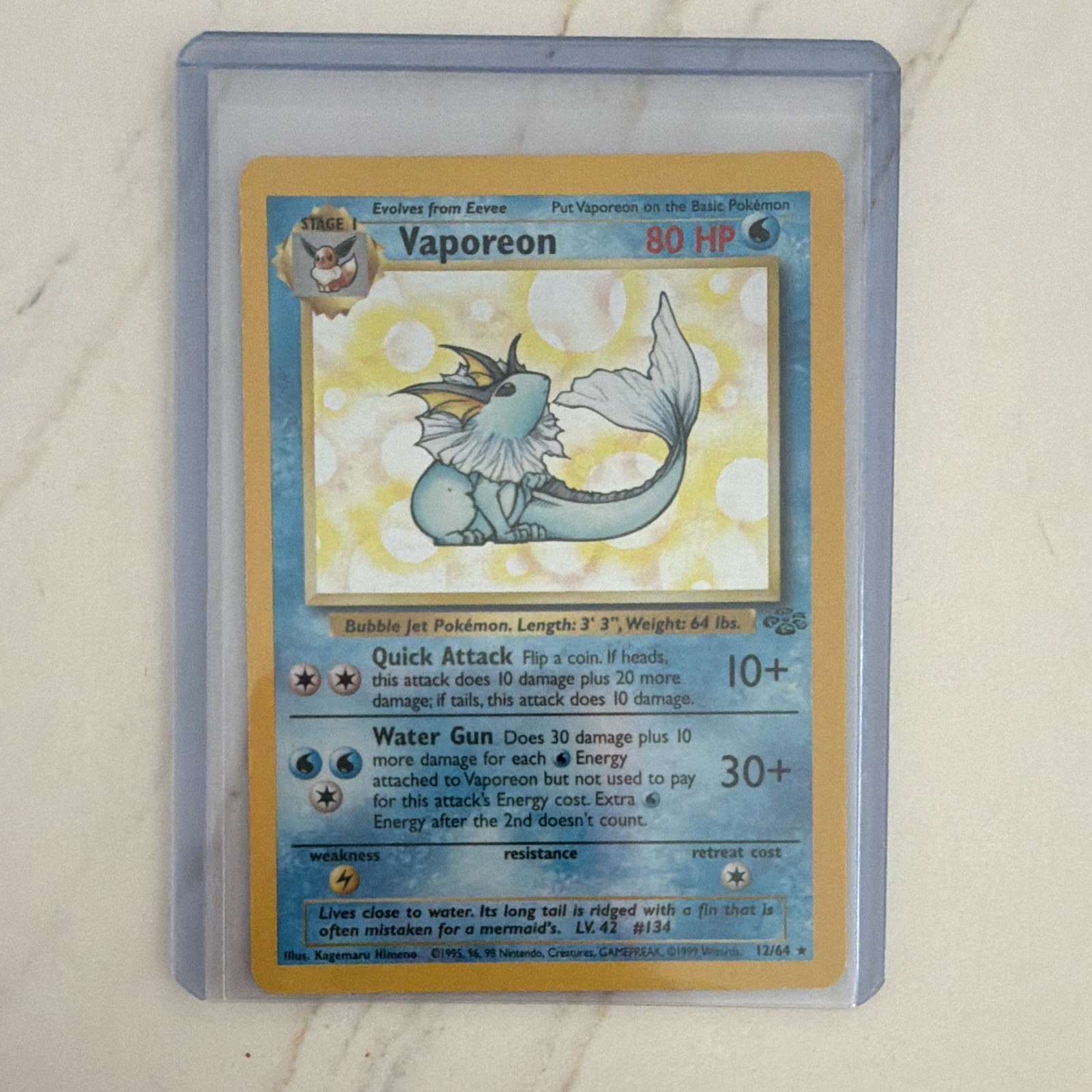 Vaporeon 28/64 Jungle Unlimited Rare Pokémon Card Vintage 1999 Vaporeon 28/64 Jungle Unlimited Rare Pokémon Card Vintage 1999