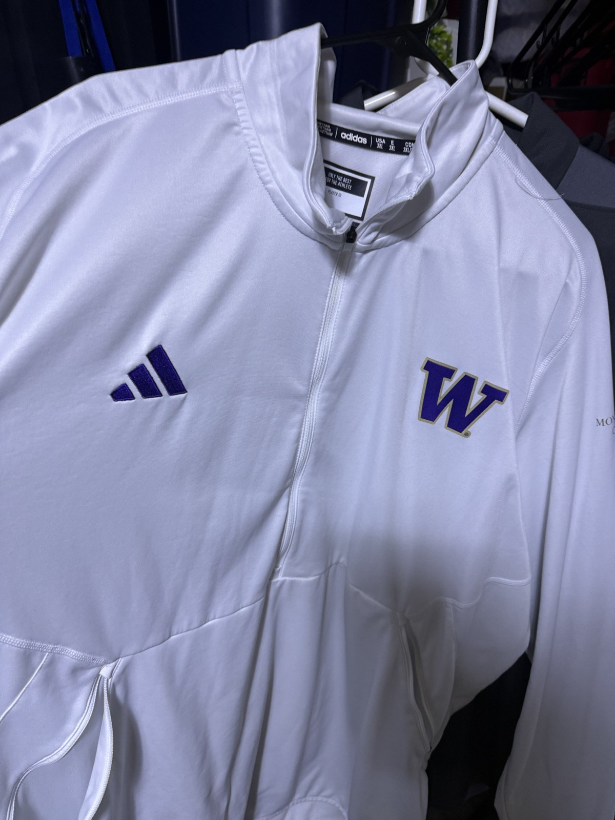 Adidas Washington Huskies Sideline Aeroready White Quarter Jacket Mens 3XL Adidas Washington Huskies Sideline Aeroready White Quarter Jacket Mens 3XL