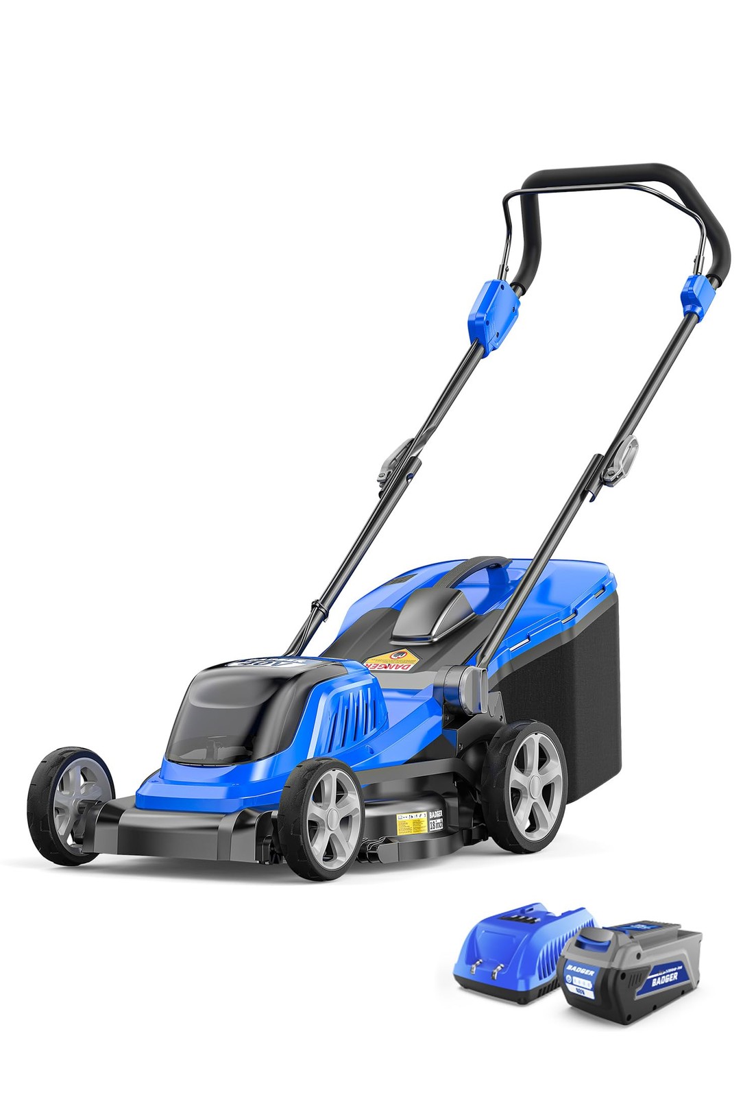 Wild Badger Power 40V 18in Cordless Electric Lawn Mower Brushless Blue
