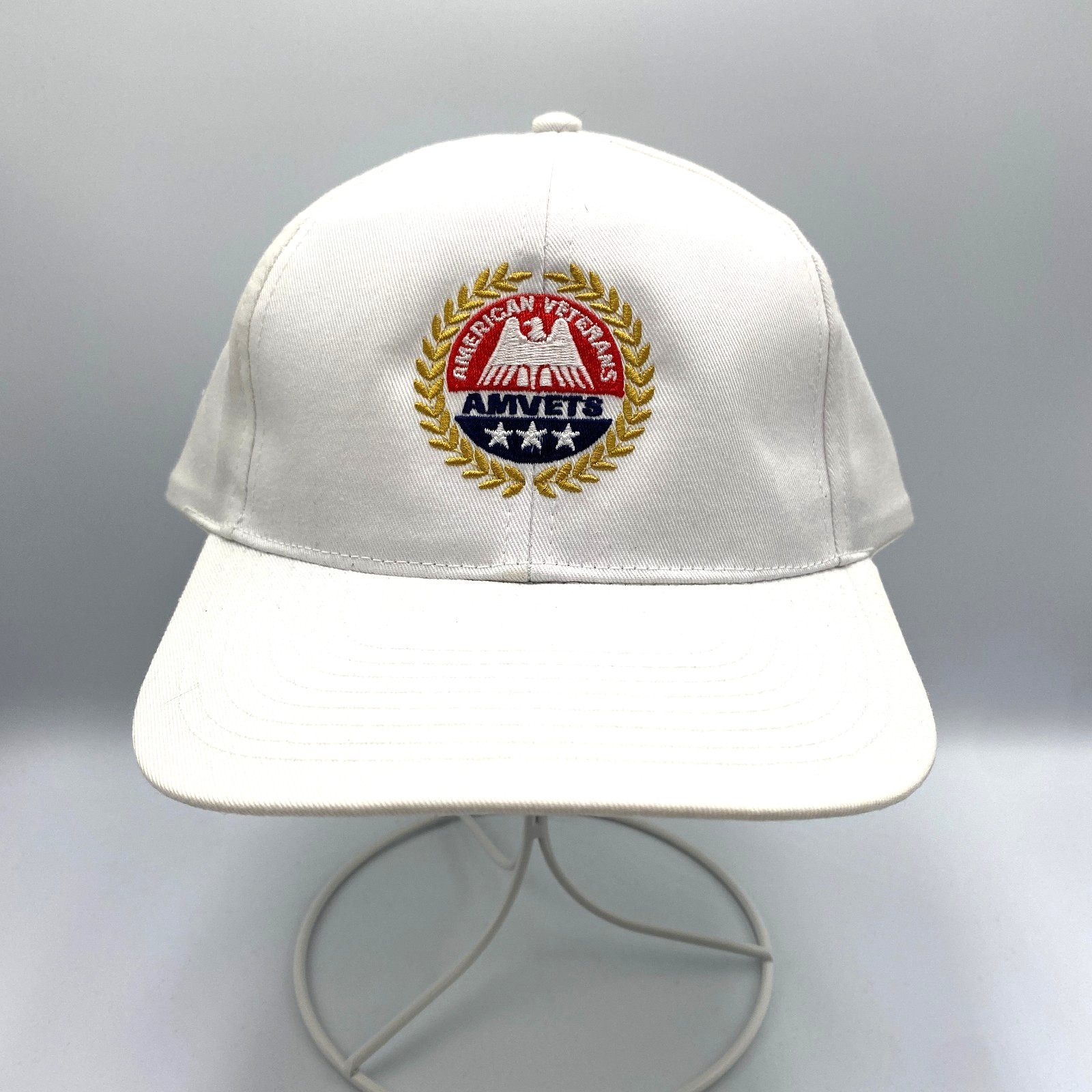 Vtg American Veterans AMVETS Recruiter Snapback Hat Cap White