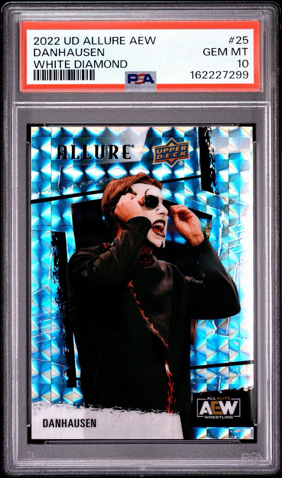2022 Upper Deck Allure AEW Danhausen #25 Rookie White Diamonds /50 PSA 10 RC 2022 Upper Deck Allure AEW Danhausen #25 Rookie White Diamonds /50 PSA 10 RC