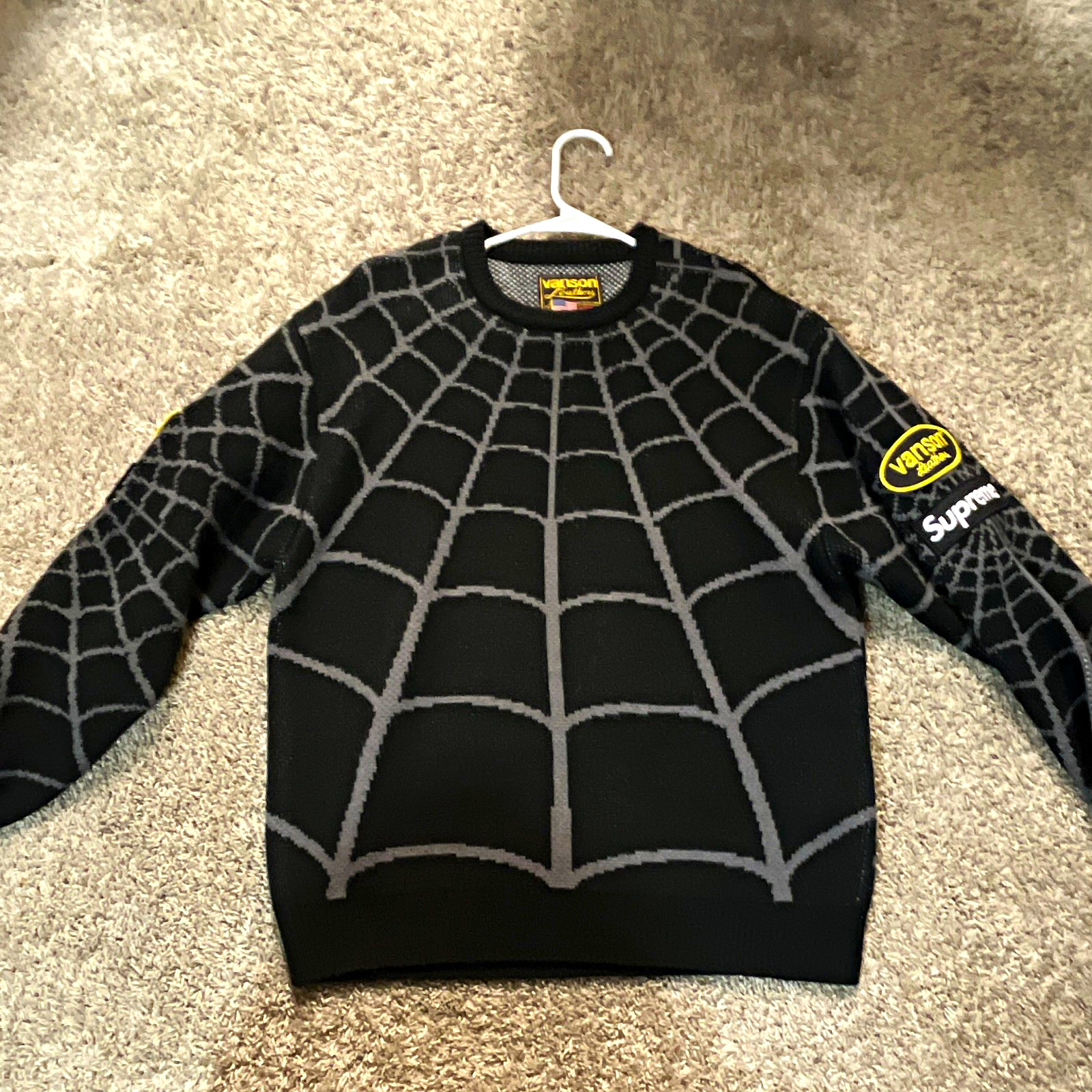 Supreme x Vanson Spider-Man Spiderweb Jacquard Knit Crewneck Sweater M Supreme x Vanson Spider-Man Spiderweb Jacquard Knit Crewneck Sweater M