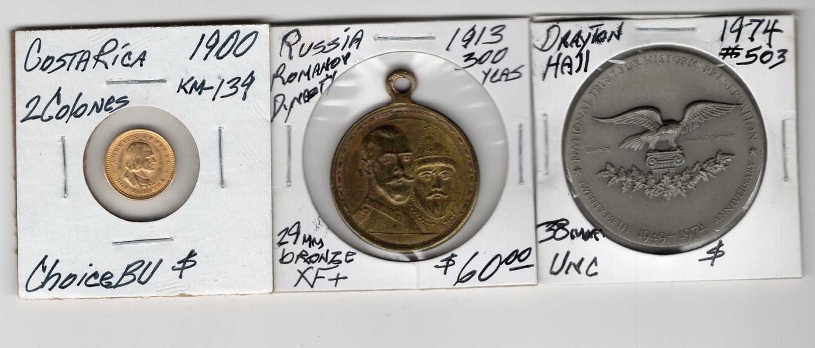 COSTA RICA 2 Colones 1900 in Choice BU condition, This is For the Left Coin Only
