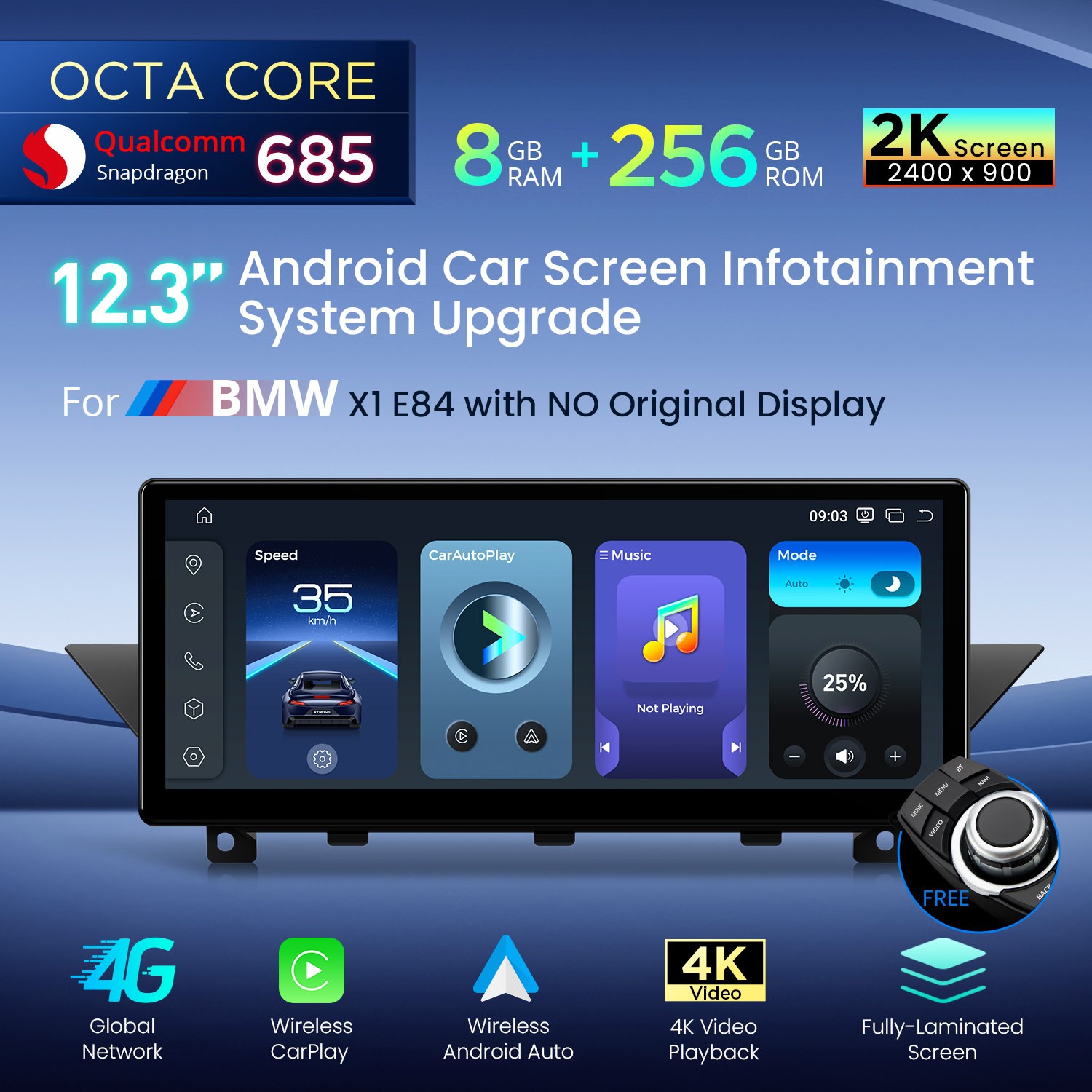 Upgrade Car Screen for BMW X1 E84 12.3\