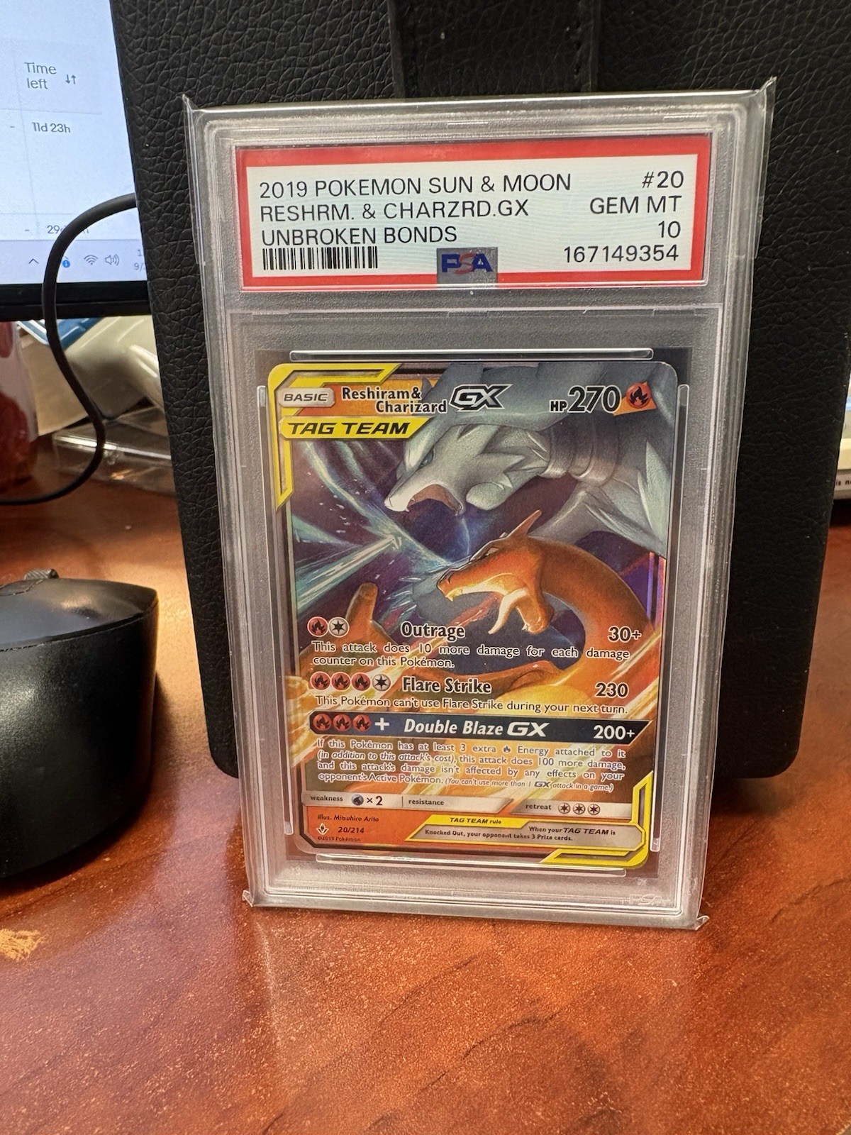 2019 POKEMON SUN & MOON UNBROKEN BONDS #20 RESHIRAM & CHARIZARD GEM PSA 10