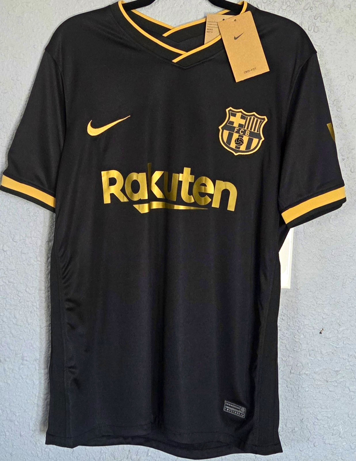 Nike FC Barcelona Lionel Messi #10 Soccer Jersey Black/Gold Men's Size L Nike FC Barcelona Lionel Messi #10 Soccer Jersey Black/Gold Men's Size L