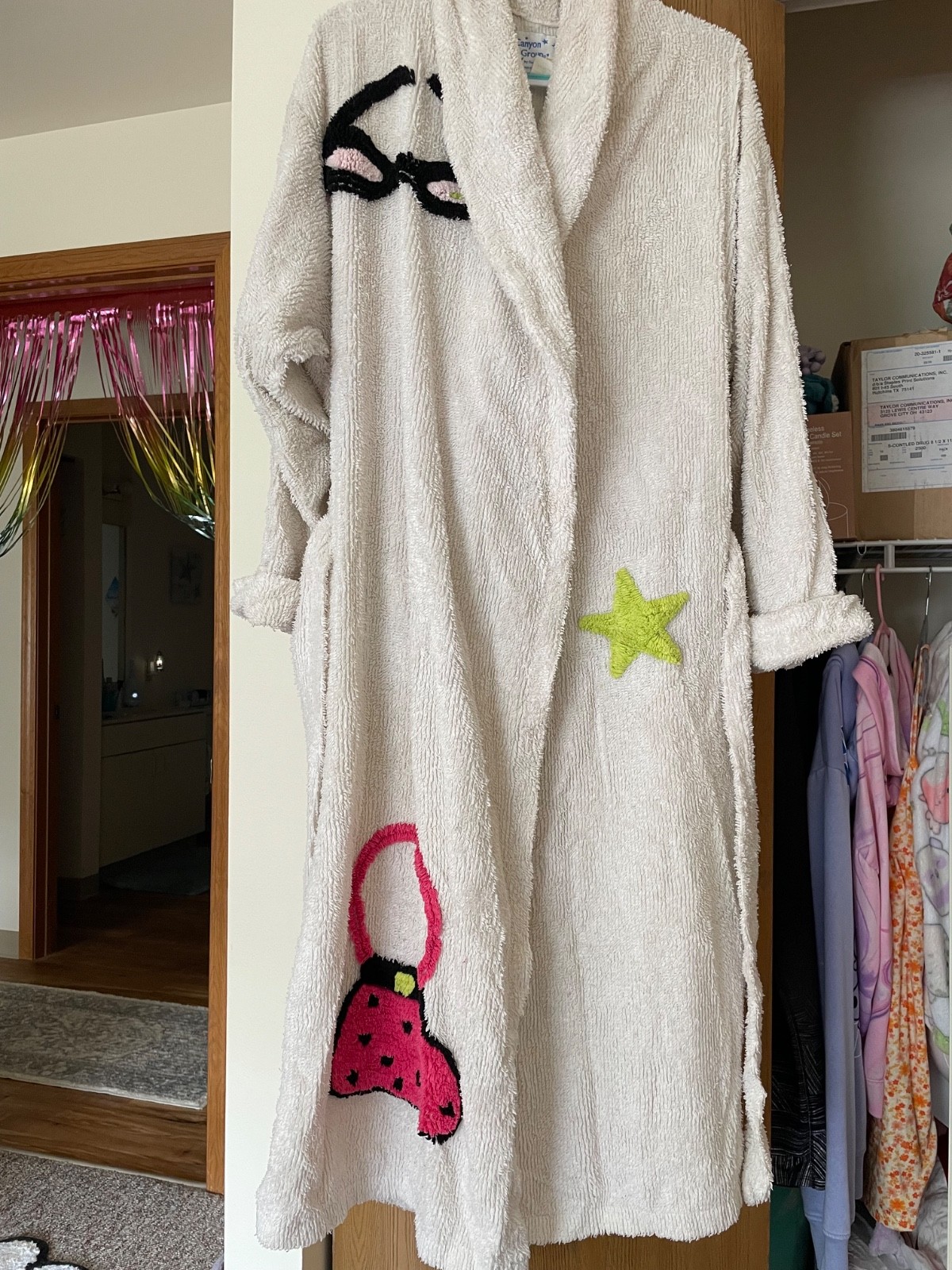 Vintage 90s anyon Group Chenille Robe Glamour Girl Novelty Costume House Jacket Vintage 90s anyon Group Chenille Robe Glamour Girl Novelty Costume House Jacket