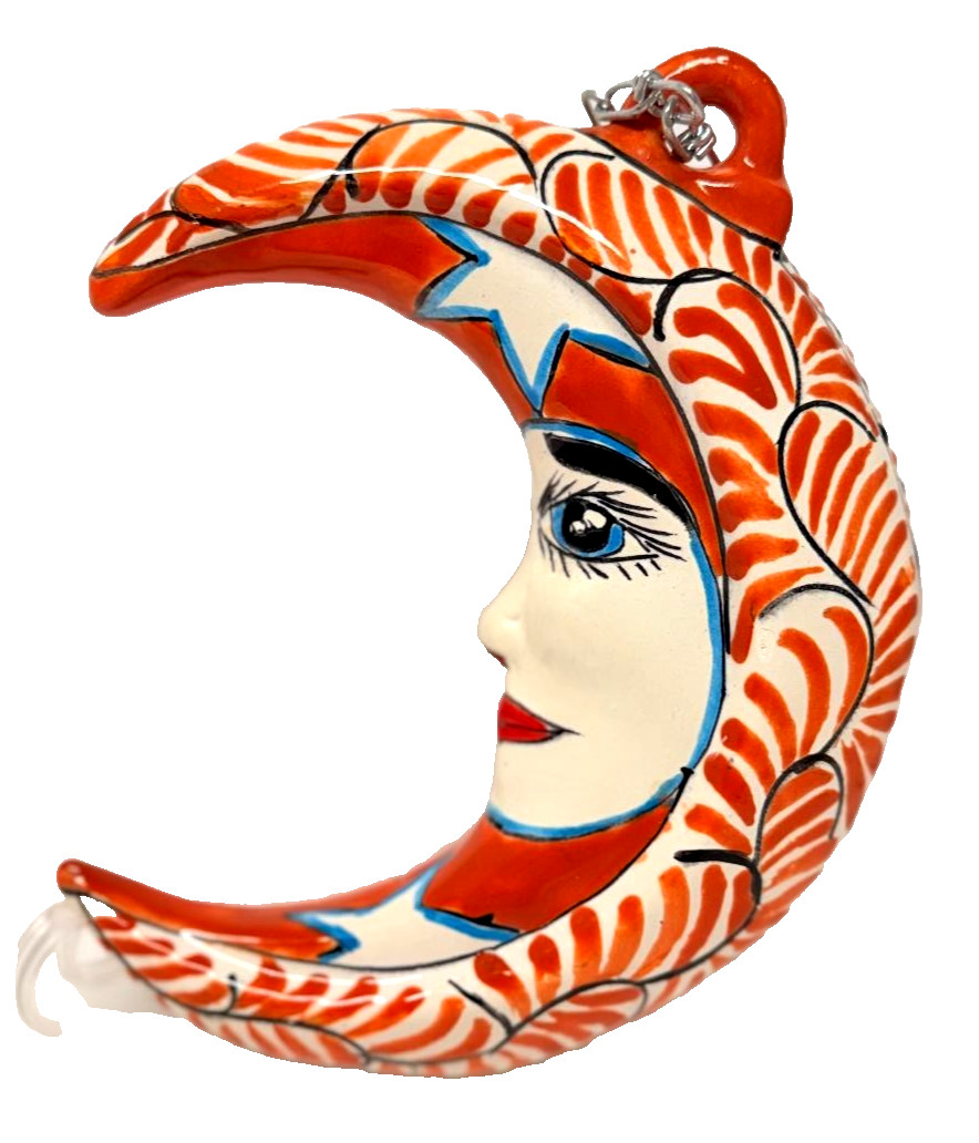 Talavera Hanging Crescent Moon Face 9 1/4\