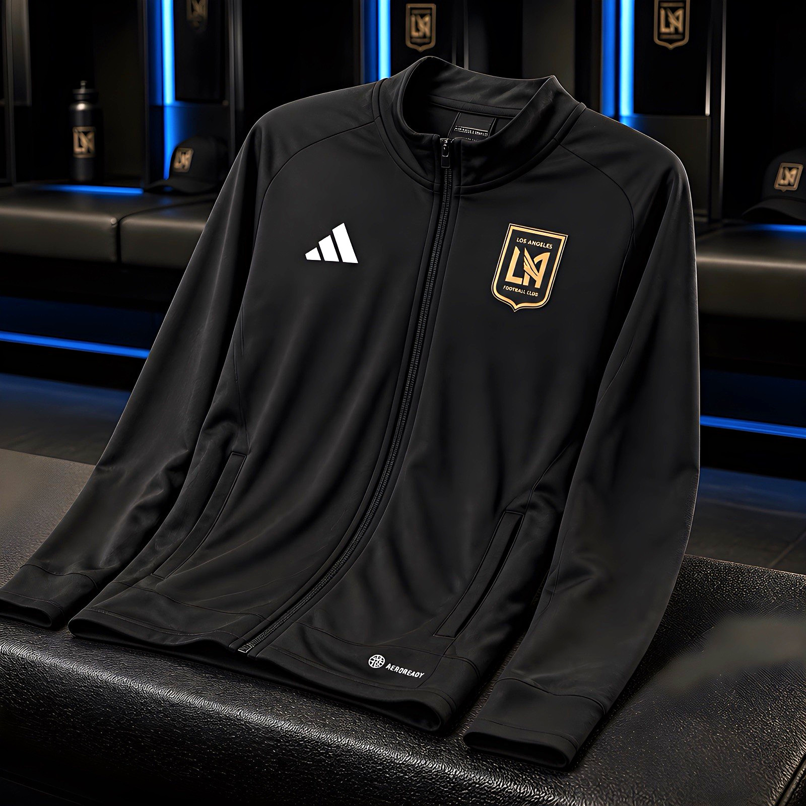 adidas Los Angeles FC LAFC MLS Soccer Full Zip Jacket L Black adidas Los Angeles FC LAFC MLS Soccer Full Zip Jacket L Black