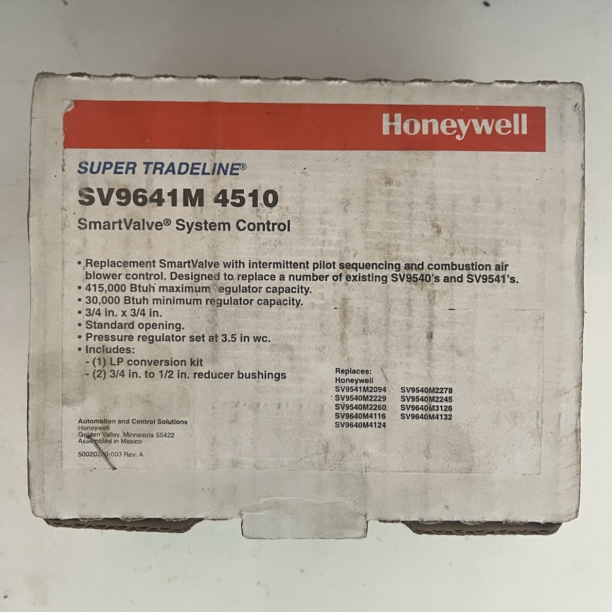 Honeywell Super Tradeline SV9641M4510 SmartValve System Control Gas Valve Honeywell Super Tradeline SV9641M4510 SmartValve System Control Gas Valve