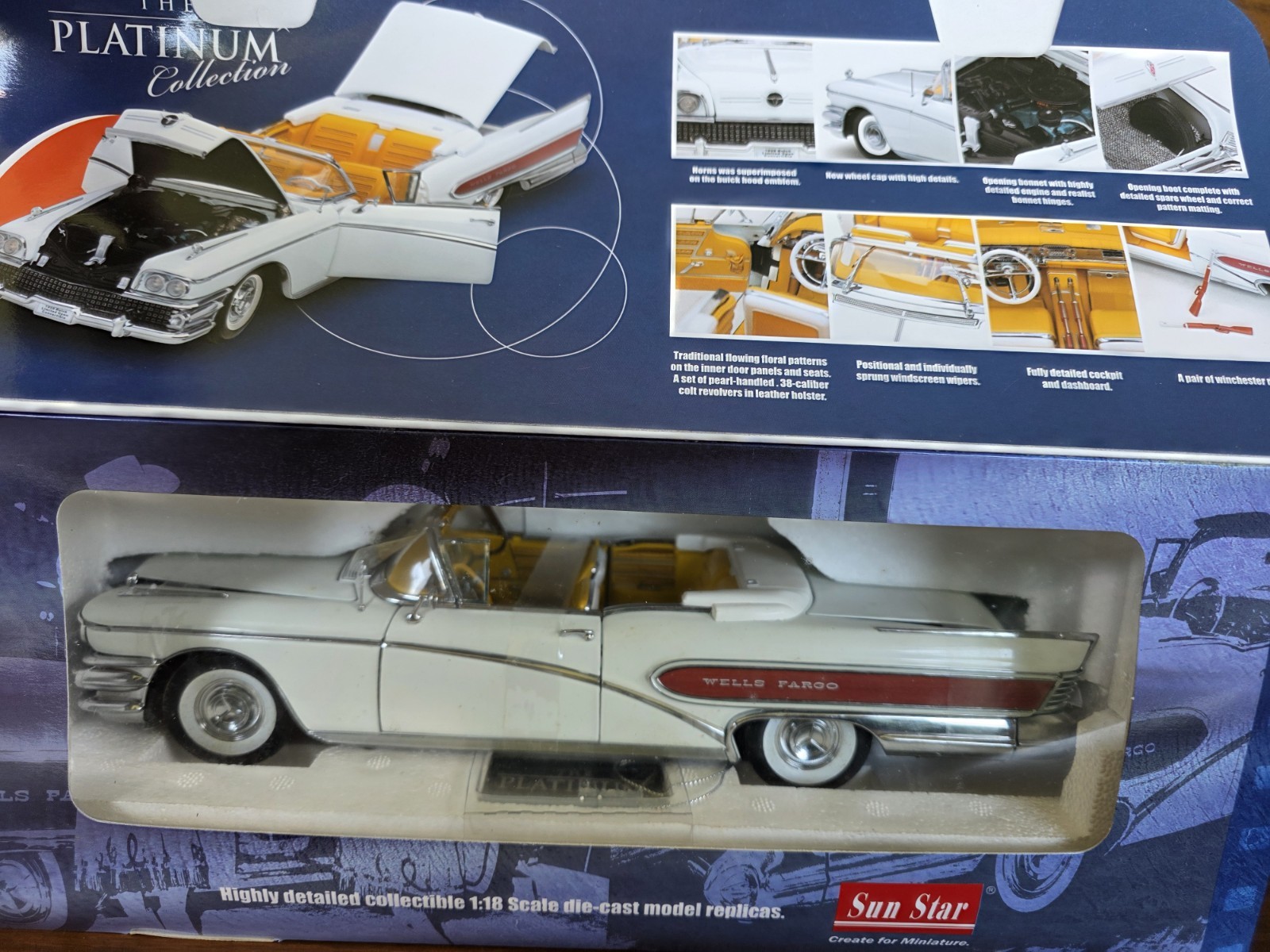 Sun Star Platinum 1958 Buick Limited Wells Fargo Dale Robertson 1:18 Diecast Car