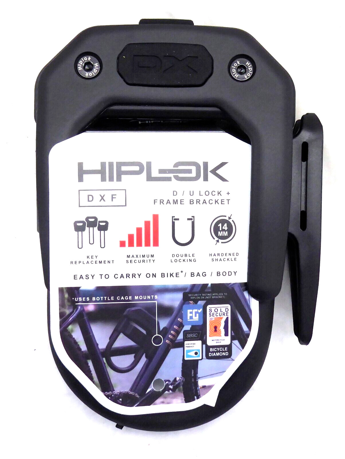 Hiplok DX U-Lock w/ Frame Clip Bike Lock Black