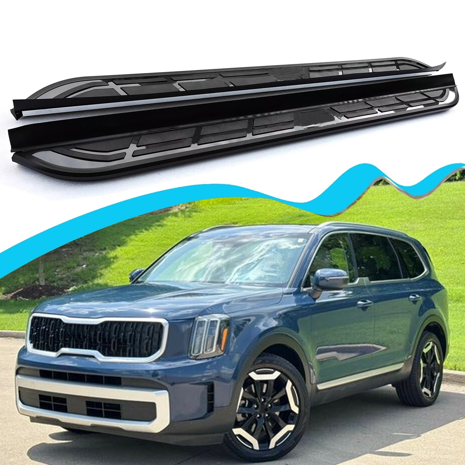 Alu Running Board Fit for Kia Telluride 2020-2024 2025 Side Step Pedal Nerf Bars