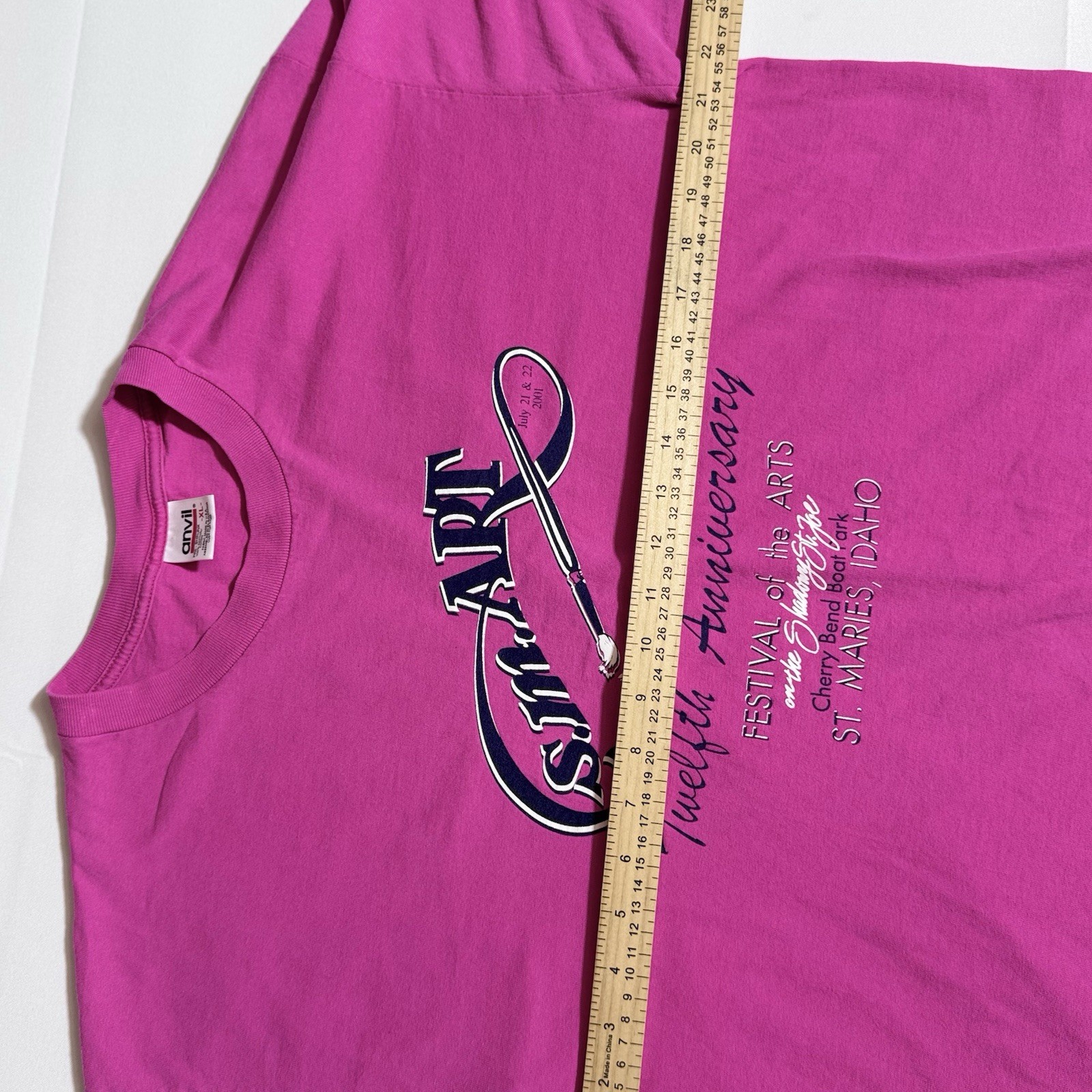 Anvil Graphic Tee, VTG 2001\', Single Stitch, 100% Cotton, Pink, Female, XL