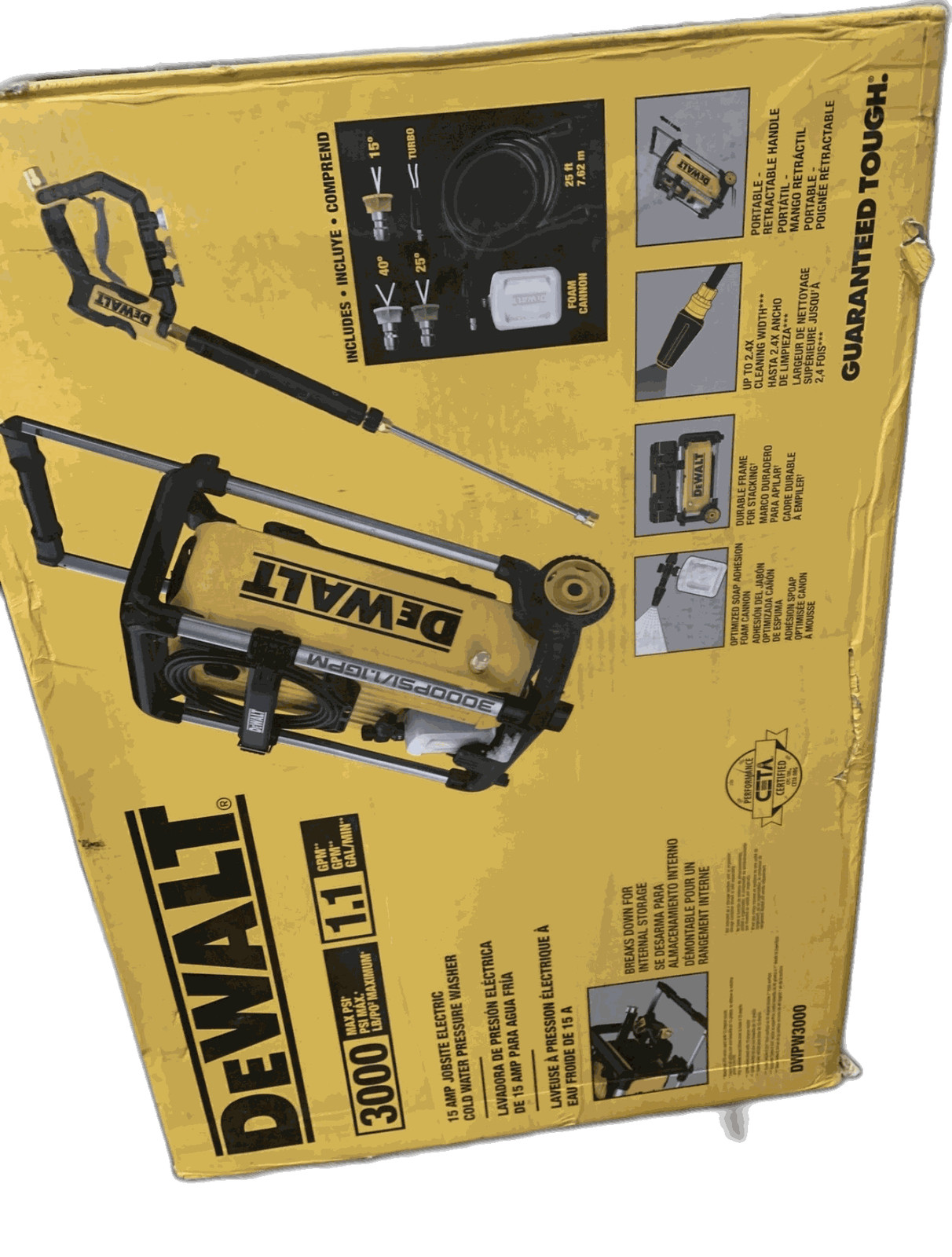 DEWALT 3000 PSI 1.1 GPM 15 Amp Cold Water Electric Pressure Washer PARTS ONLY