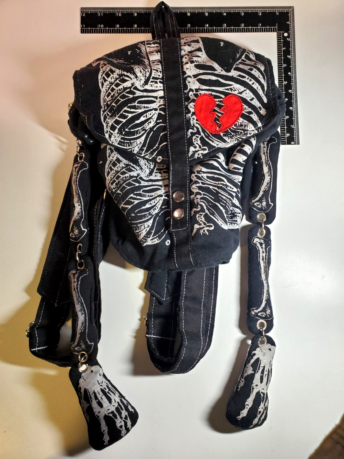 Halloween Broken Heart Vintage Black Skeleton Mini Backpack Bag from Hot Topic