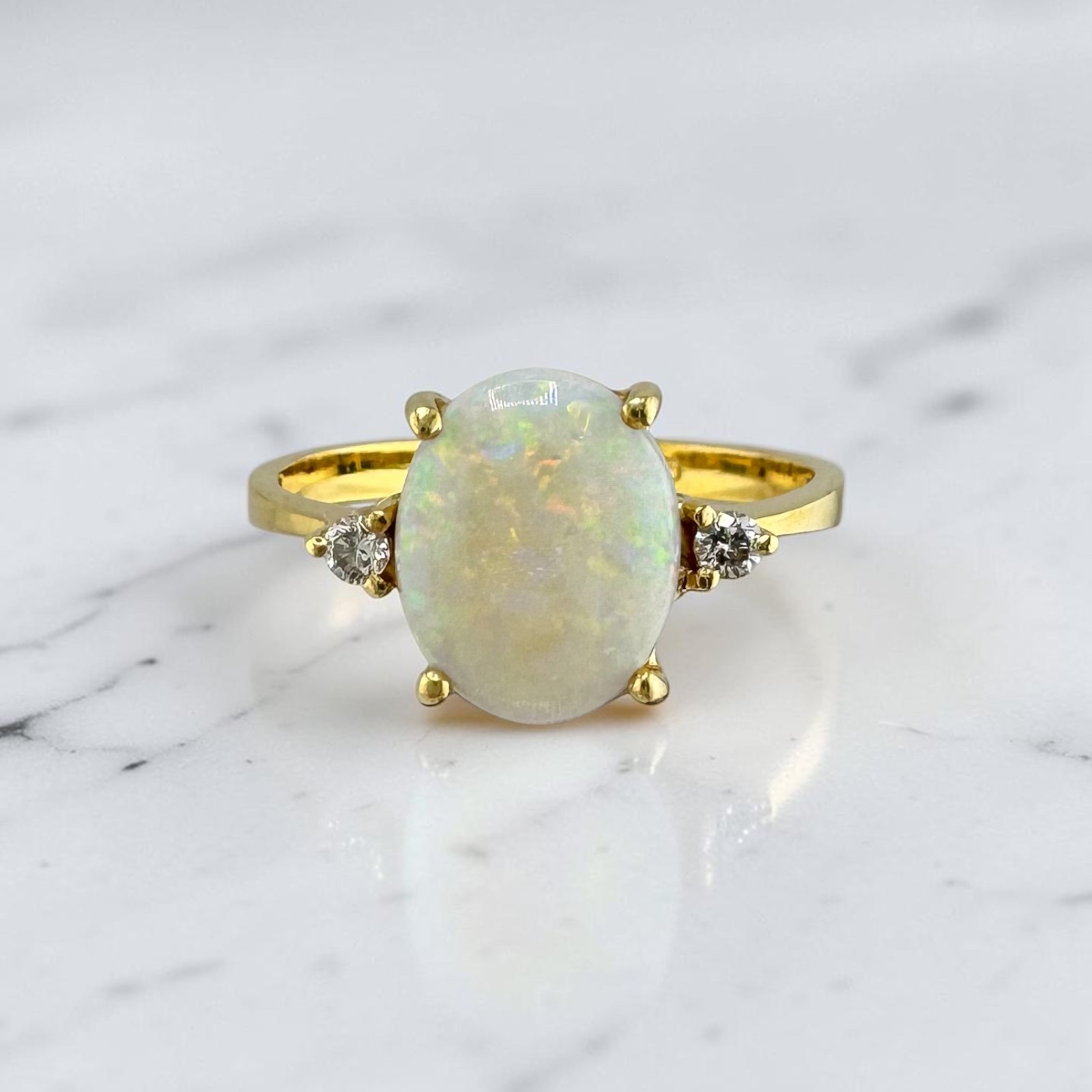 Vintage H. Stern 18K Yellow Gold Natural Opal Diamond Ring 1.12ct Size 7 Vintage H. Stern 18K Yellow Gold Natural Opal Diamond Ring 1.12ct Size 7