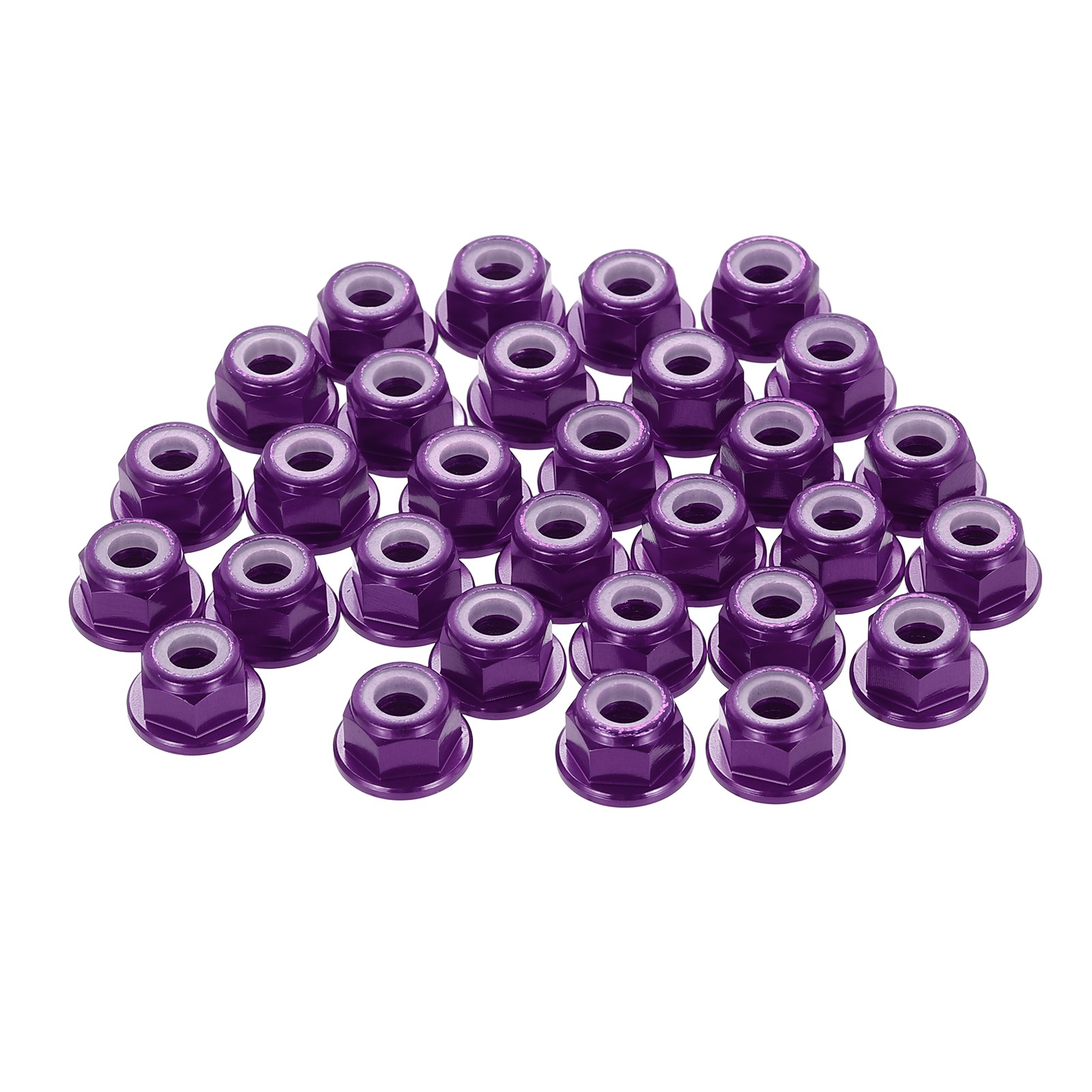 30Pcs M4 Pitch 0.7mm Aluminum Alloy Lock Nuts Purple