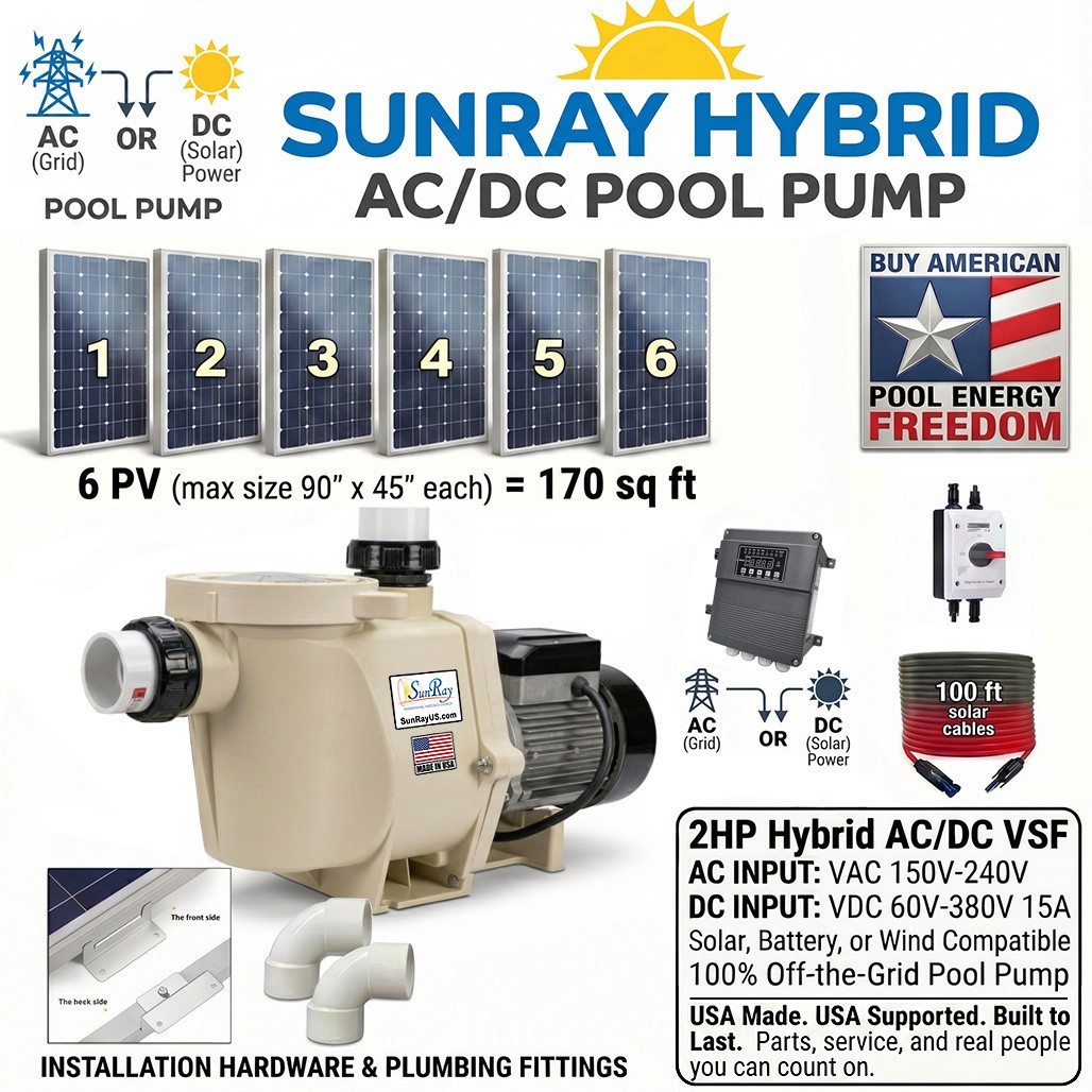 2HP Hybrid AC/DC Brushless VS Solar Whisperflo Stye Pool Pump Complete Kit 2HP Hybrid AC/DC Brushless VS Solar Whisperflo Stye Pool Pump Complete Kit
