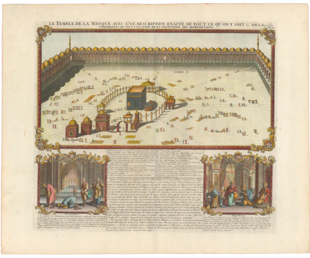 1719 Chatelain View of Haram and Kaaba in Mecca, Islamic Holy Sites