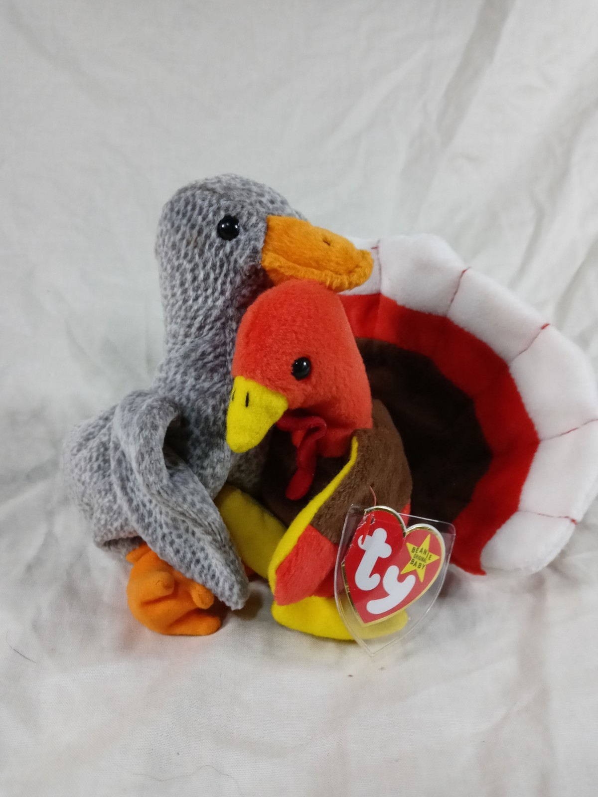 Ty Vintage Beanie Babies Collection Rare 1999\' Honks/ 1996\' Gobbles Plush w Tags