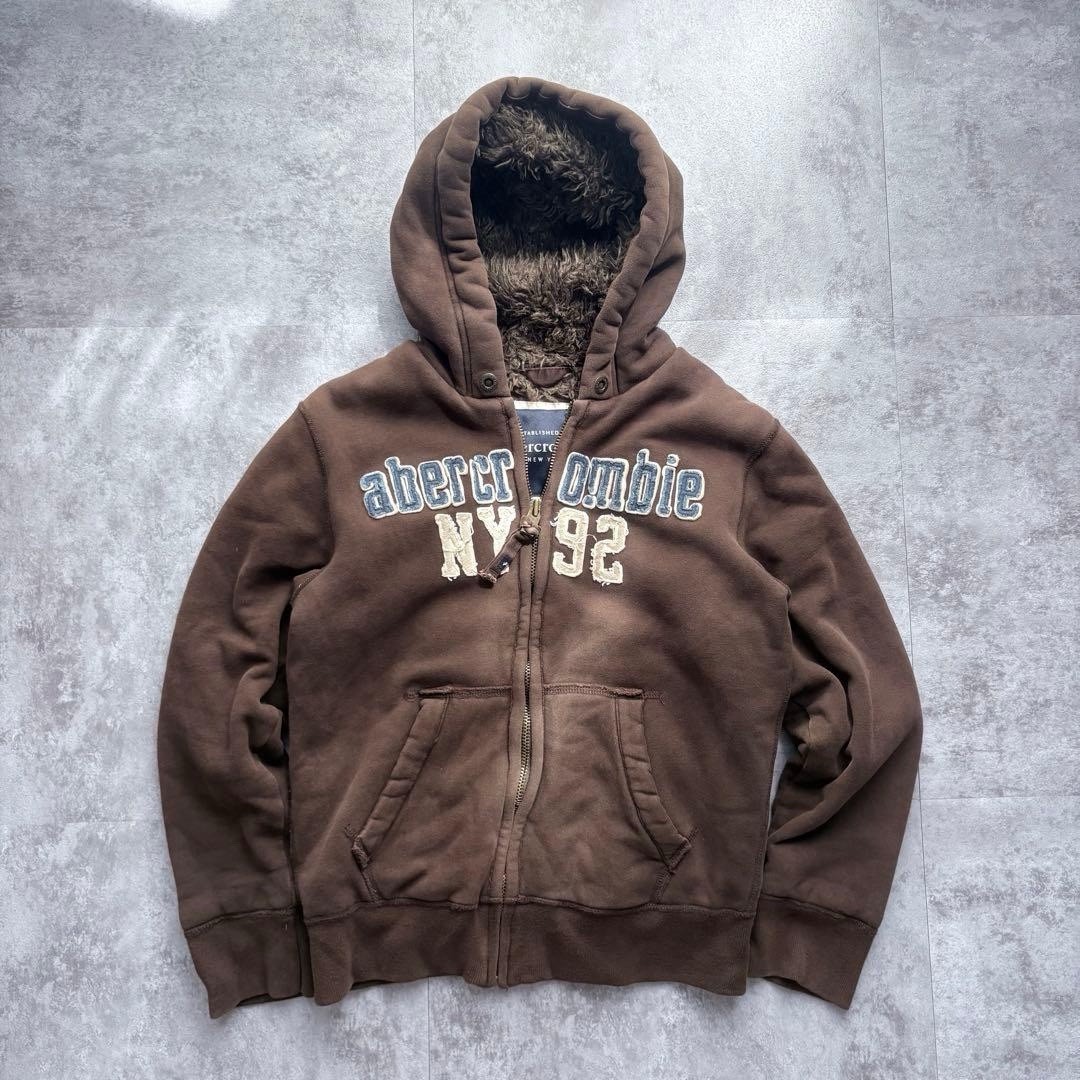 VTG Abercrombie & Fitch Y2K Mens Brown Wolf Jaw Fur Jacket Youth Size L VTG Abercrombie & Fitch Y2K Mens Brown Wolf Jaw Fur Jacket Youth Size L