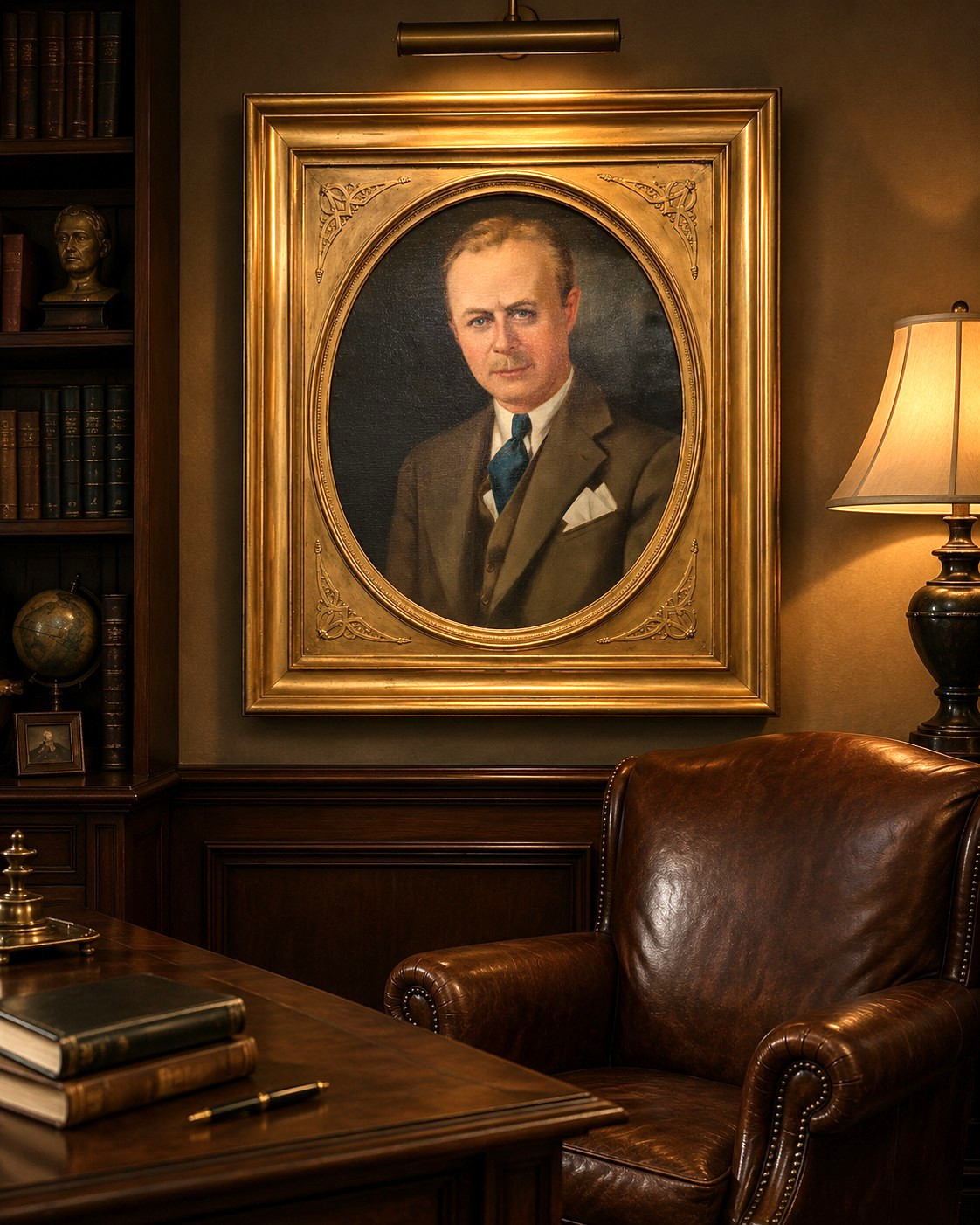 Large Vintage Oil Portrait Painting Gentleman in Suit 40 x 30 Early 20th C. OOAK