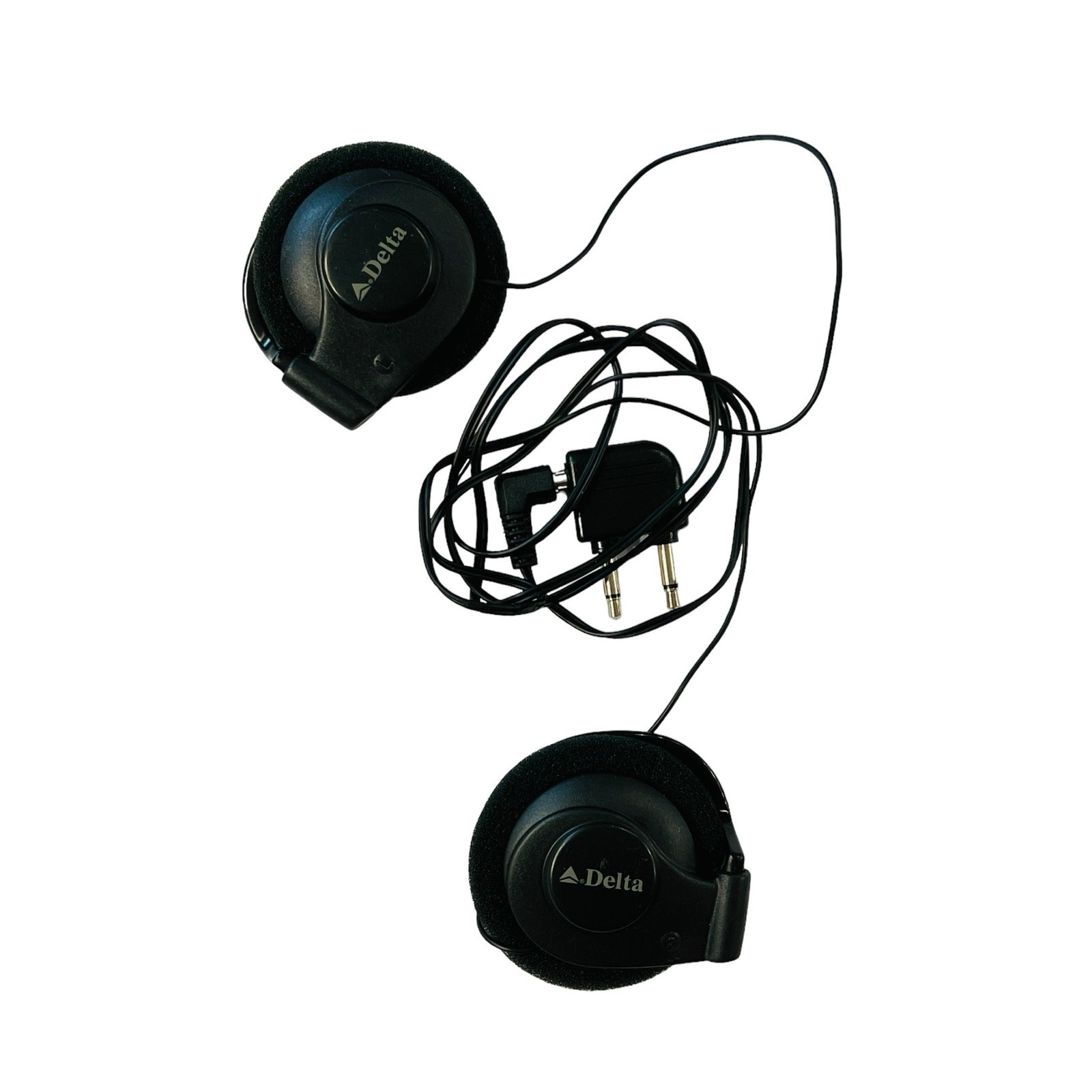 VTG Delta Airlines Stereo Headphones On-Ear Wired Earphones w Plug Adapter Audio