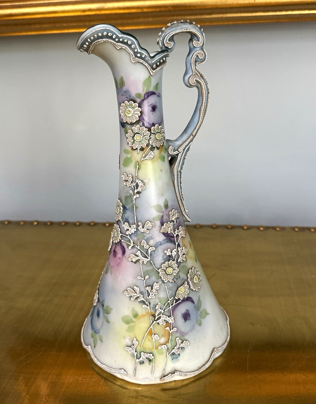 Antique RS Prussia Style Porcelain Ewer Pitcher – Art Nouveau Floral Circa 1900 Antique RS Prussia Style Porcelain Ewer Pitcher – Art Nouveau Floral Circa 1900
