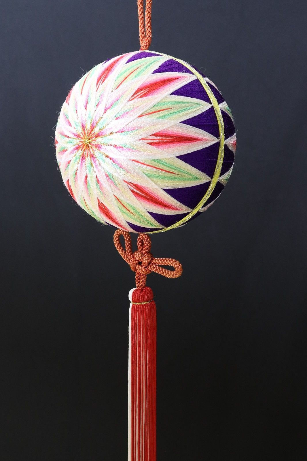 Vintage Japanese Yanagawa Sagemon Temari Ball Hanging Ornament Silk Mobile 77cm