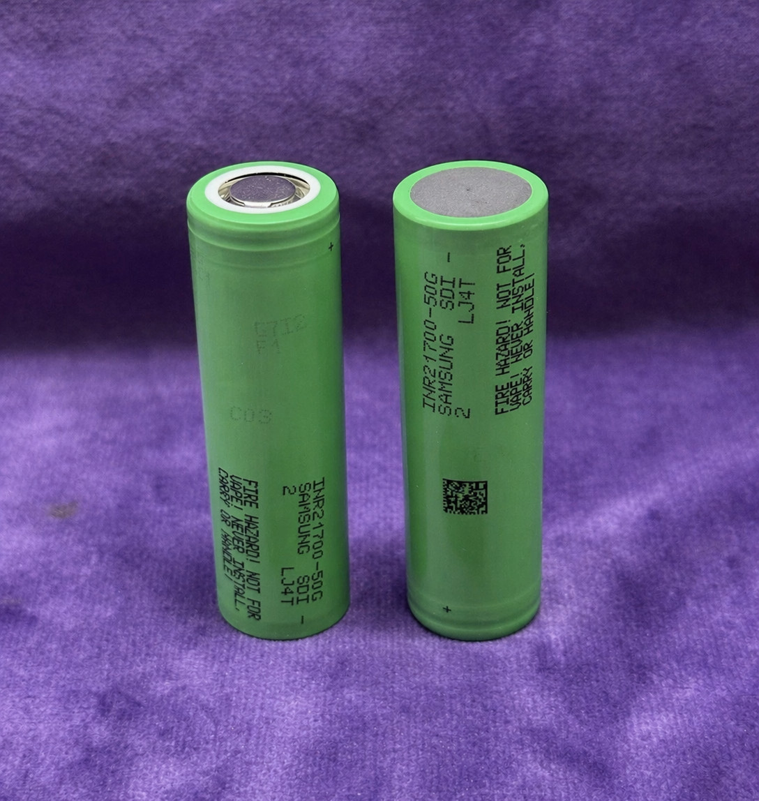 2Pcs Samsung INR 21700 50G 5000mAh 3.6V Li-ion Battery Grade 2Pcs Samsung INR 21700 50G 5000mAh 3.6V Li-ion Battery Grade