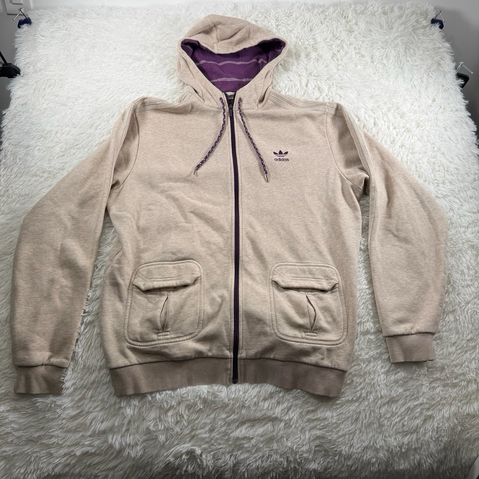 Vintage Adidas Originals Sweater Mens XXL Y2K Full Zip Hoodie Utility Pockets