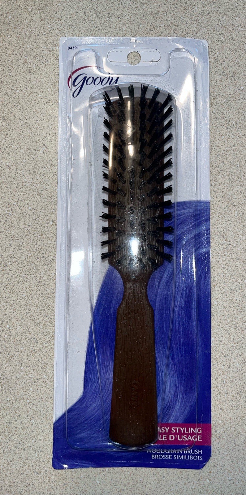Vintage 2009 Goody Hairbrush Wood Tone Nylon Bristles 04391 New