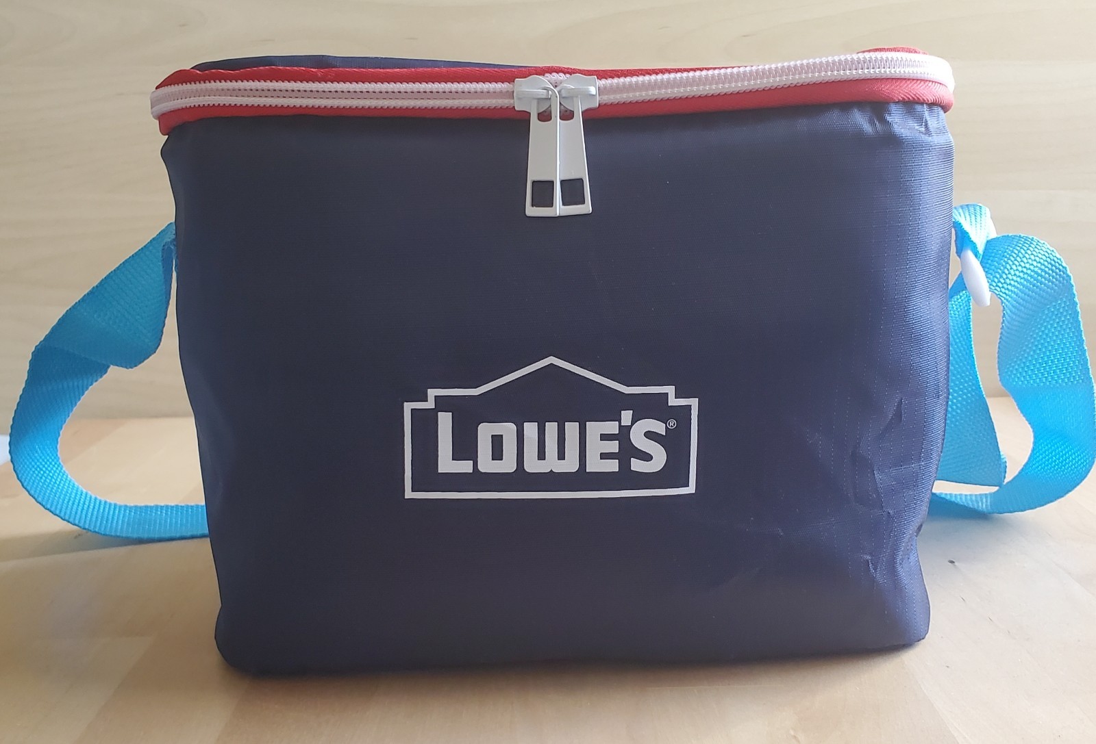 Lowe’s Home Improvement Blue Insulated Lunch Box/Cooler Bag w/ Strap & Zipper
