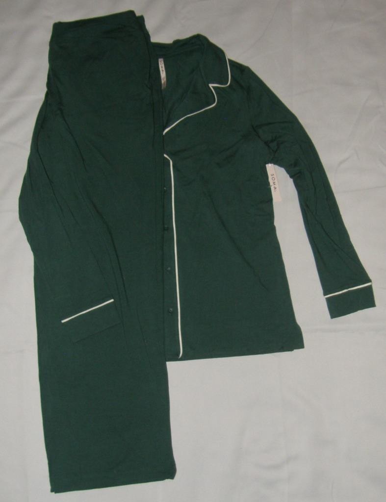 SOMA Forest Green Sz Medium Soft Stretchy EMBRACEABLE Lounge Pajamas Set NWT NEW