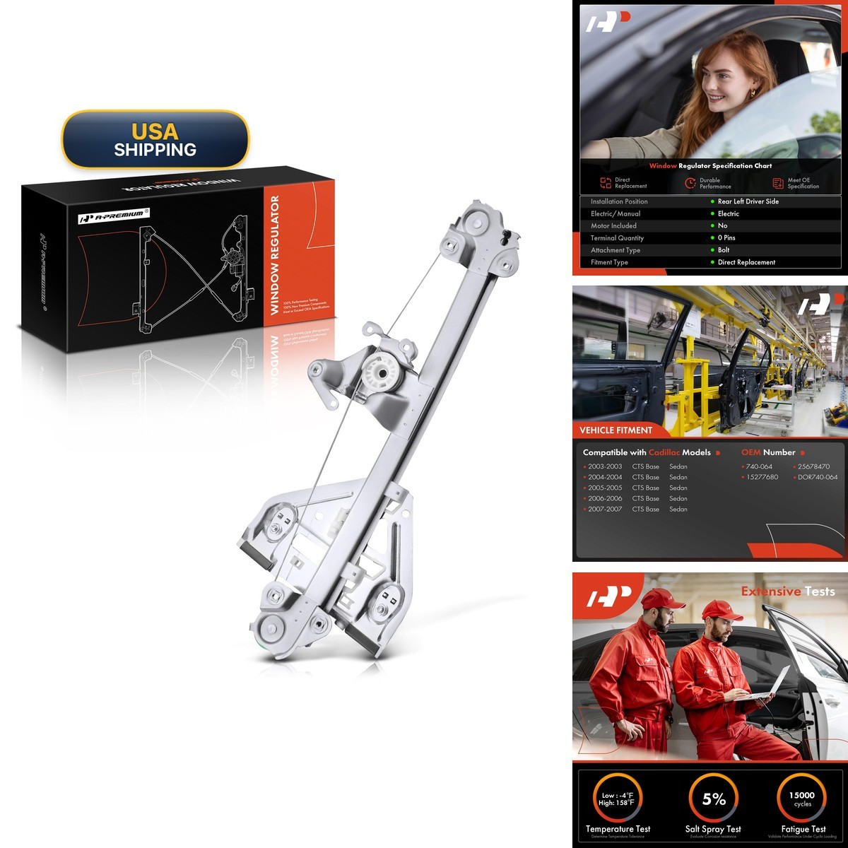 A-Premium Rear Driver Side Power Window Regulator for Cadillac A-Premium Rear Driver Side Power Window Regulator for Cadillac