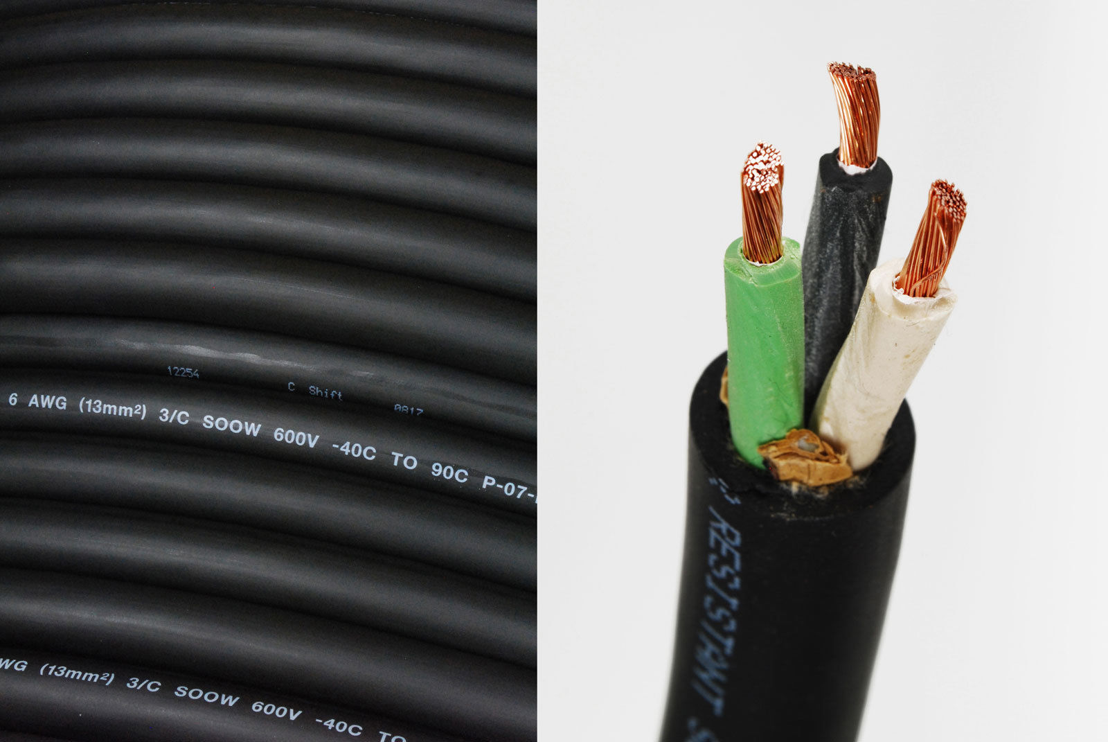 50' 6/3 SOOW SO 600V Portable Power Cord Outdoor Durable Flexible Wire Cable 