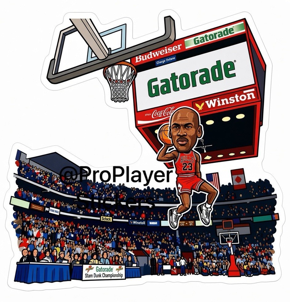 🏀 Chicago Bulls “MJ Slam Dunk” Sticker 🏀 🏀 Chicago Bulls “MJ Slam Dunk” Sticker 🏀