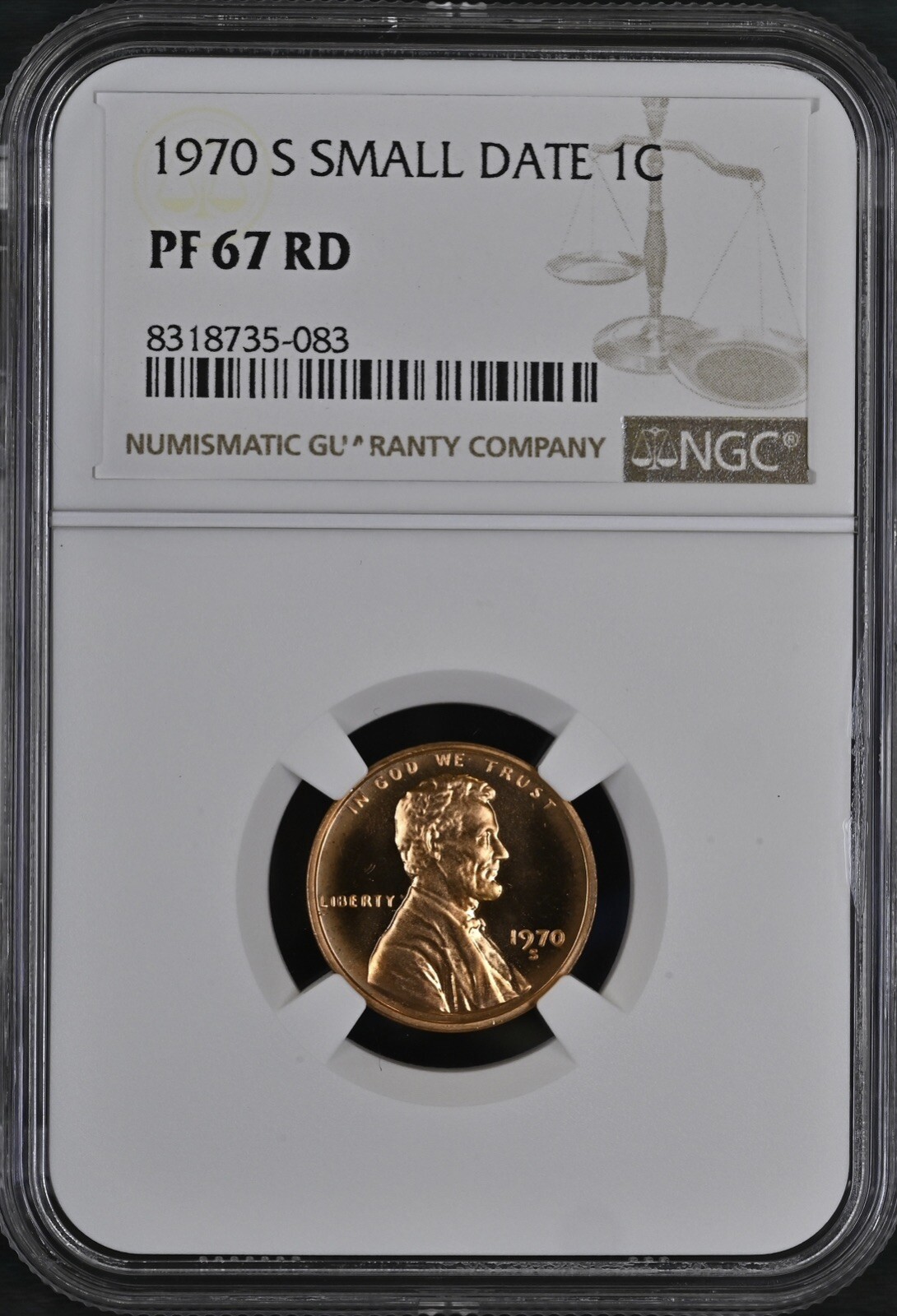 1970 S Proof Small Date Lincoln Memorial 1¢ NGC PF 67 RD 1970 S Proof Small Date Lincoln Memorial 1¢ NGC PF 67 RD