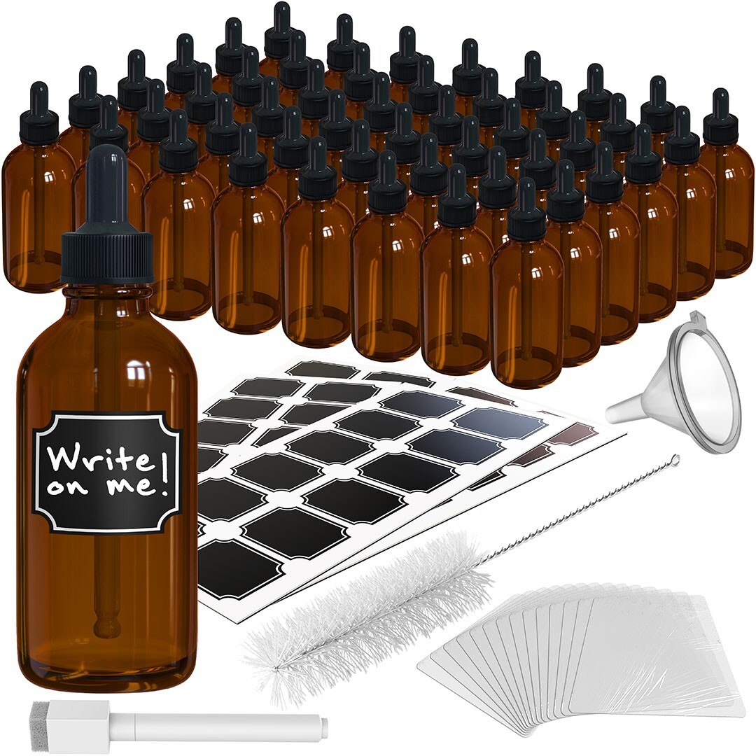 Nevlers 4 oz Amber Glass Dropper Bottle (Set of 48) | Includes Labels Nevlers 4 oz Amber Glass Dropper Bottle (Set of 48) | Includes Labels
