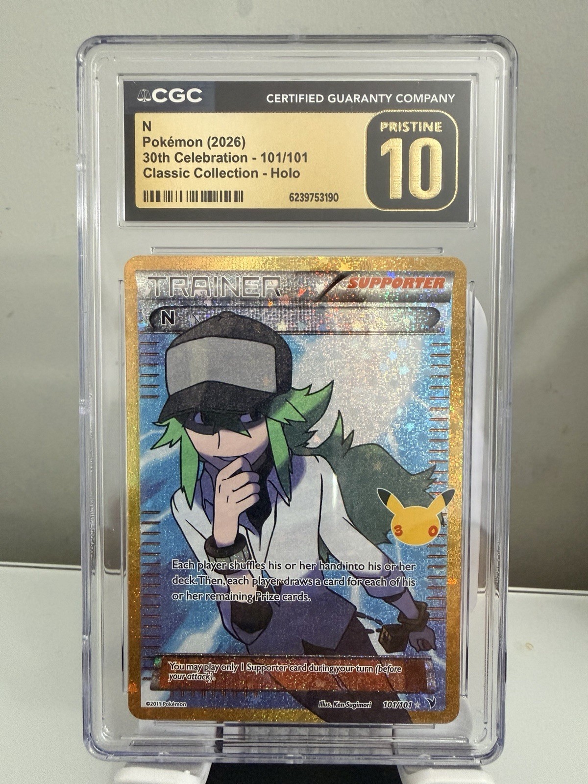 2026 Pokémon Trainer N Full Art Holo Card 101/101 30th Ann CGC PRISTINE 10 💎💎 2026 Pokémon Trainer N Full Art Holo Card 101/101 30th Ann CGC PRISTINE 10 💎💎