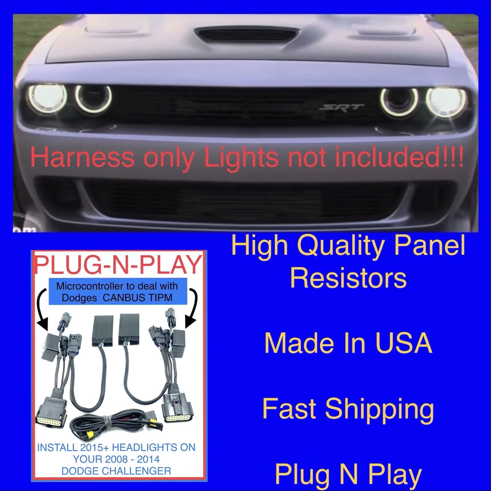 2008 - 2009 Dodge Challenger Headlight Conversion Harness Adapter to 2015-2023 2008 - 2009 Dodge Challenger Headlight Conversion Harness Adapter to 2015-2023