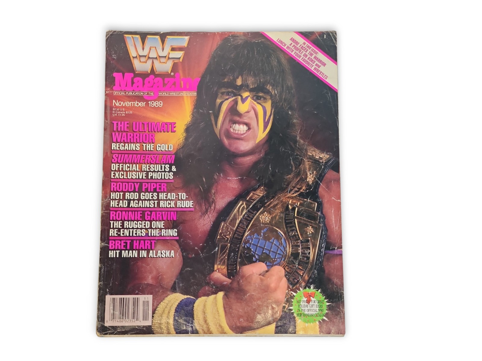 Vtg Nov. 1989 WWF Magazine  Ultimate Warrior,  Roddy piper, Andre Summerslam WWE