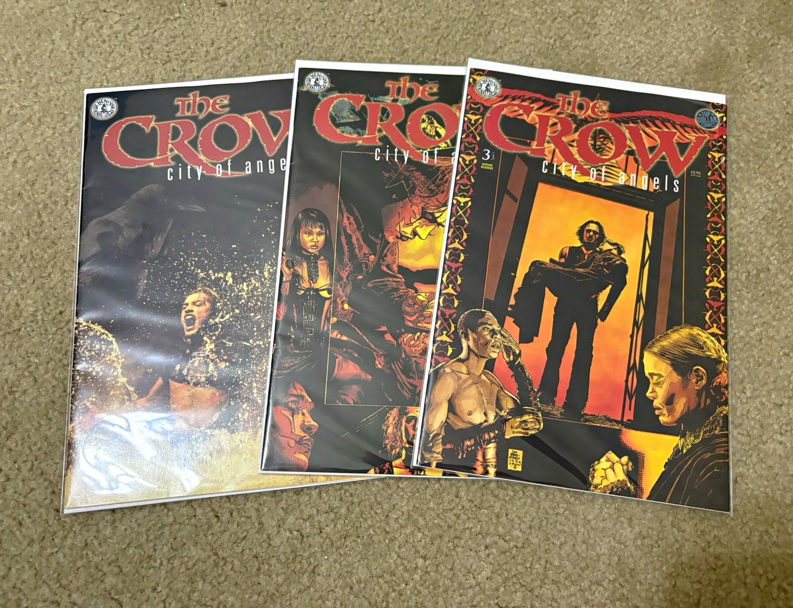 The Crow: City of Angels Comic Book Lot Issues #1-3 James O'Barr The Crow: City of Angels Comic Book Lot Issues #1-3 James O'Barr