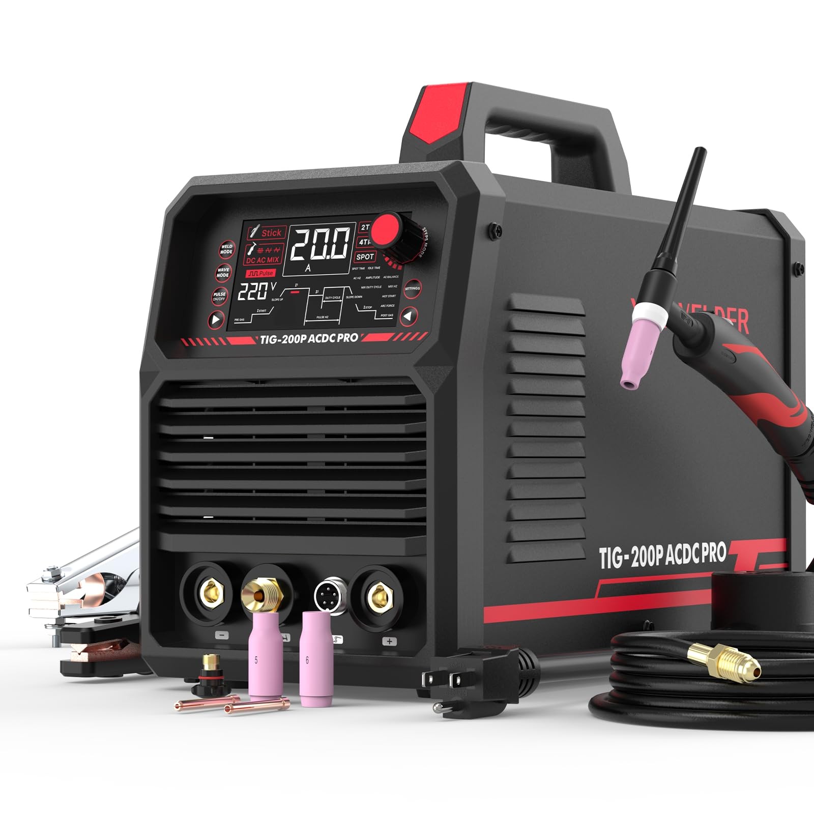 200A AC/DC TIG Welder Aluminum Welding Machine LED Display Portable